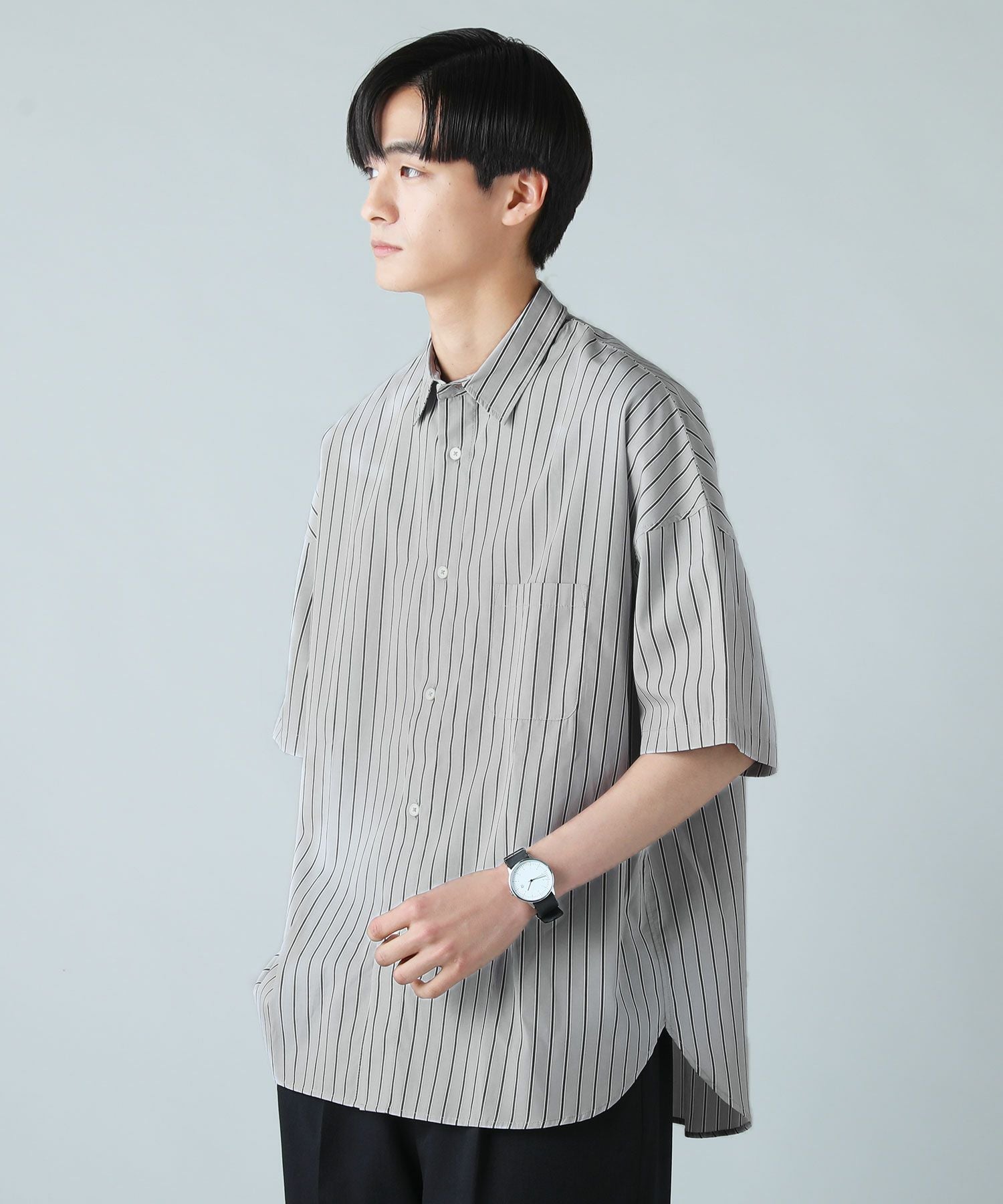 ハイカウントストライプドロップショルダー半袖シャツ | 【公式】SPU