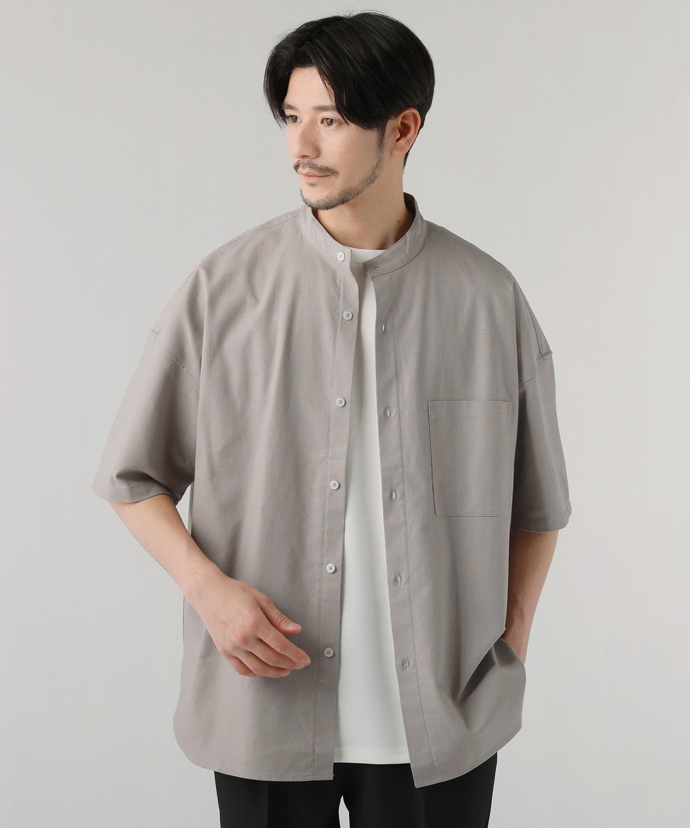 コットンリネン半袖バンドカラーシャツ | 【公式】SPU スプ公式通販