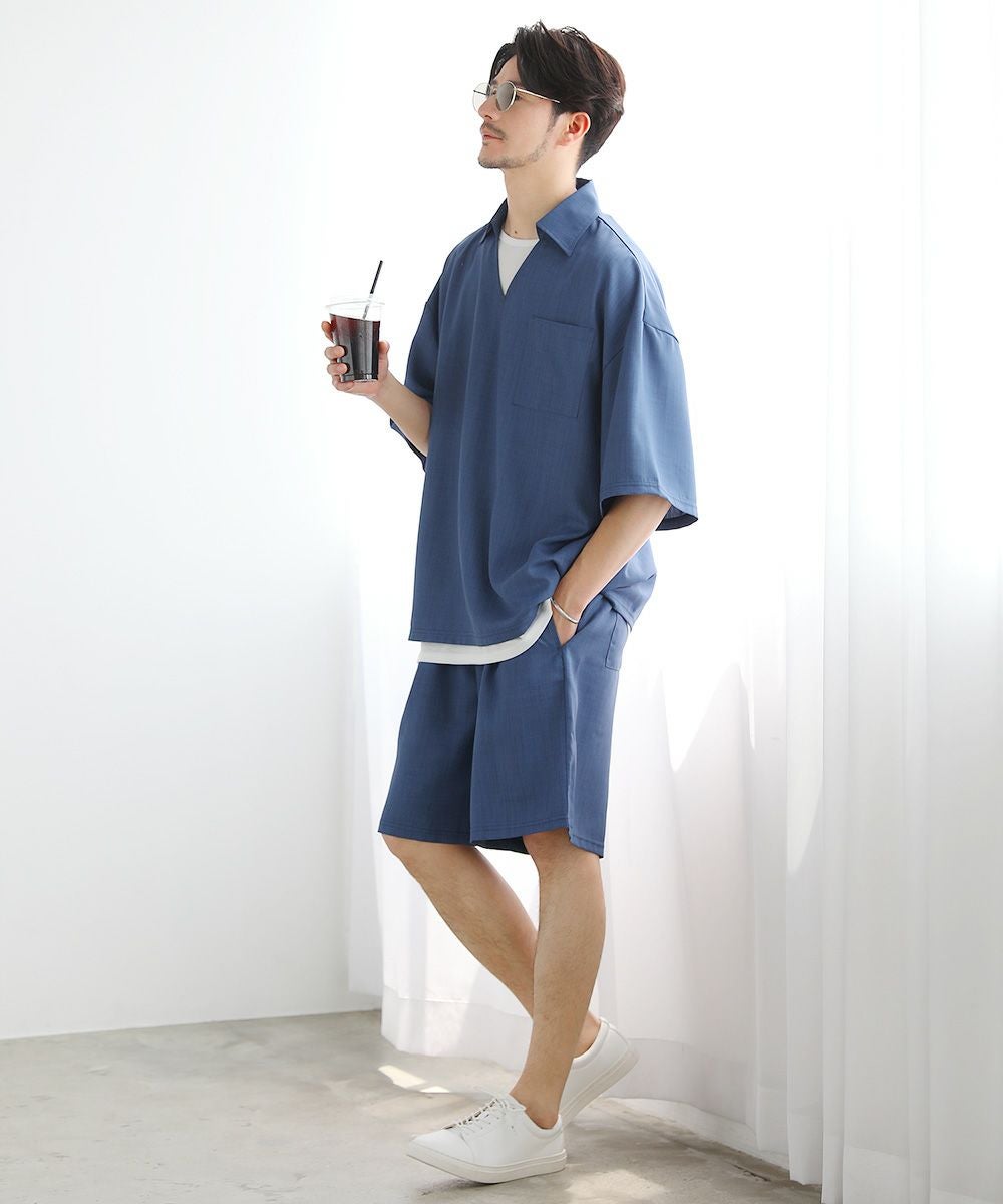 スキッパープルオーバーシャツ／タンクトップ／1タックショートパンツ