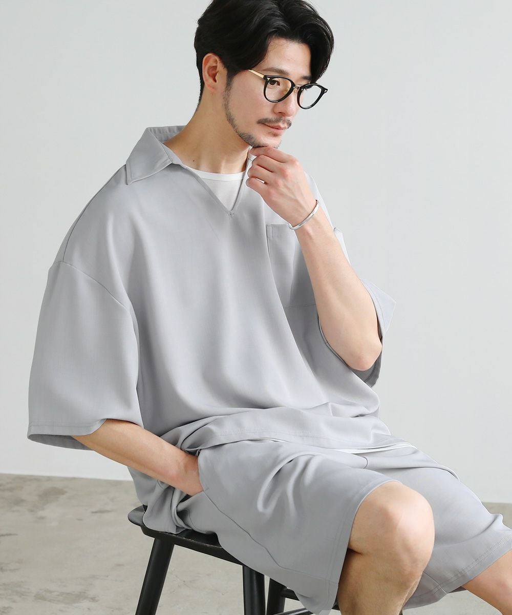 スキッパープルオーバーシャツ／タンクトップ／1タックショートパンツ