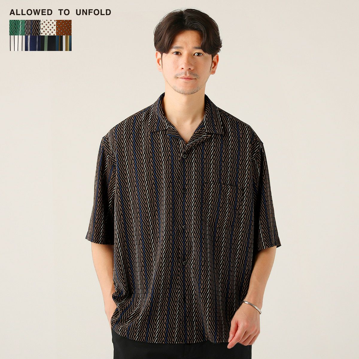 レトロプリント/ストライプ半袖オープンカラーシャツ | 【公式】SPU