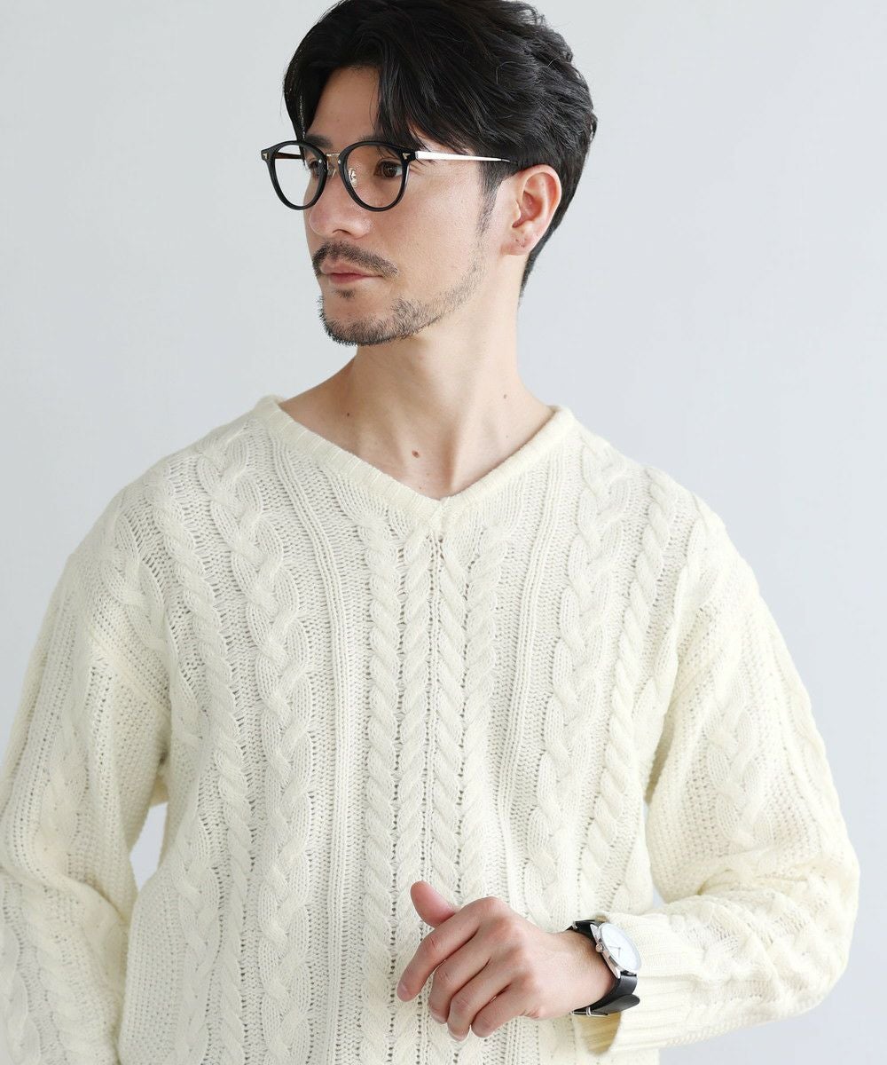 セミワイドシルエットケーブル編みVネックニット | 【公式】SPU スプ