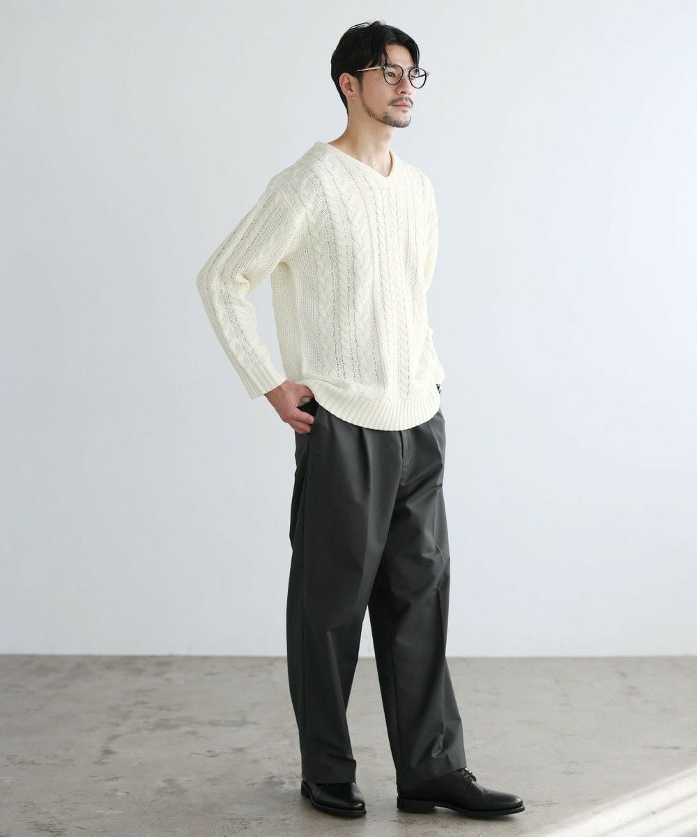 セミワイドシルエットケーブル編みVネックニット | 【公式】SPU スプ