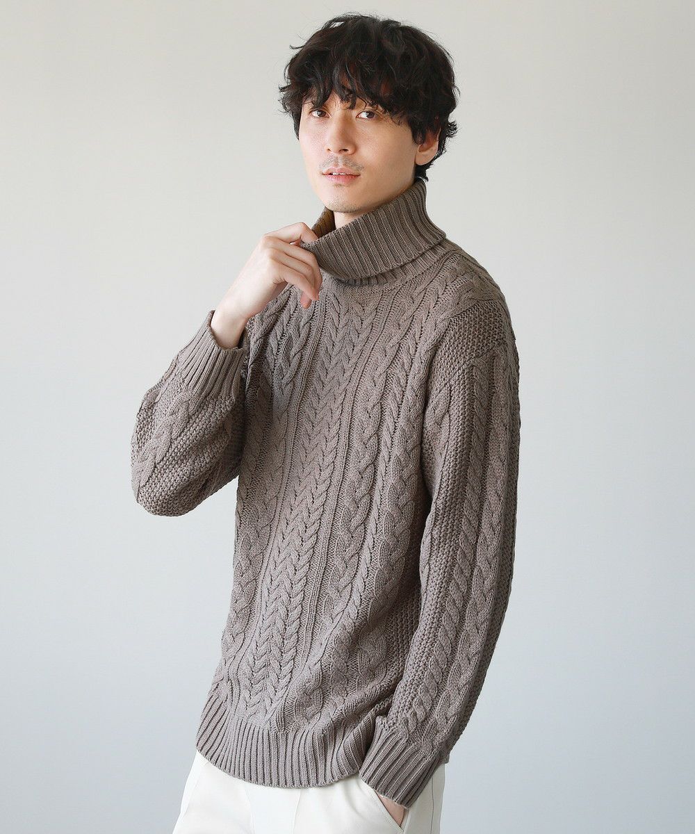 セミワイドシルエットケーブル編みタートルネックニット | 【公式】SPU
