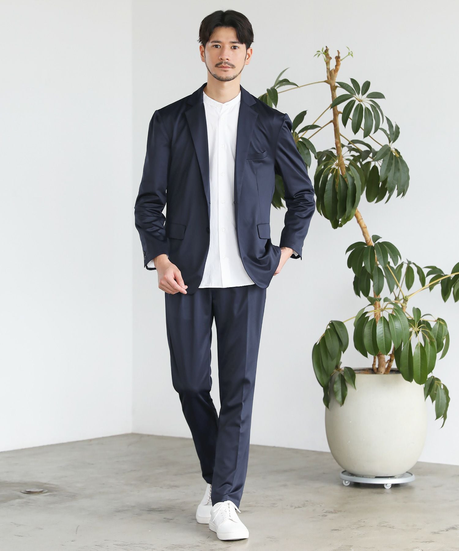 ハイストレッチポンチジャージテーラードジャケット＆スラックスパンツ