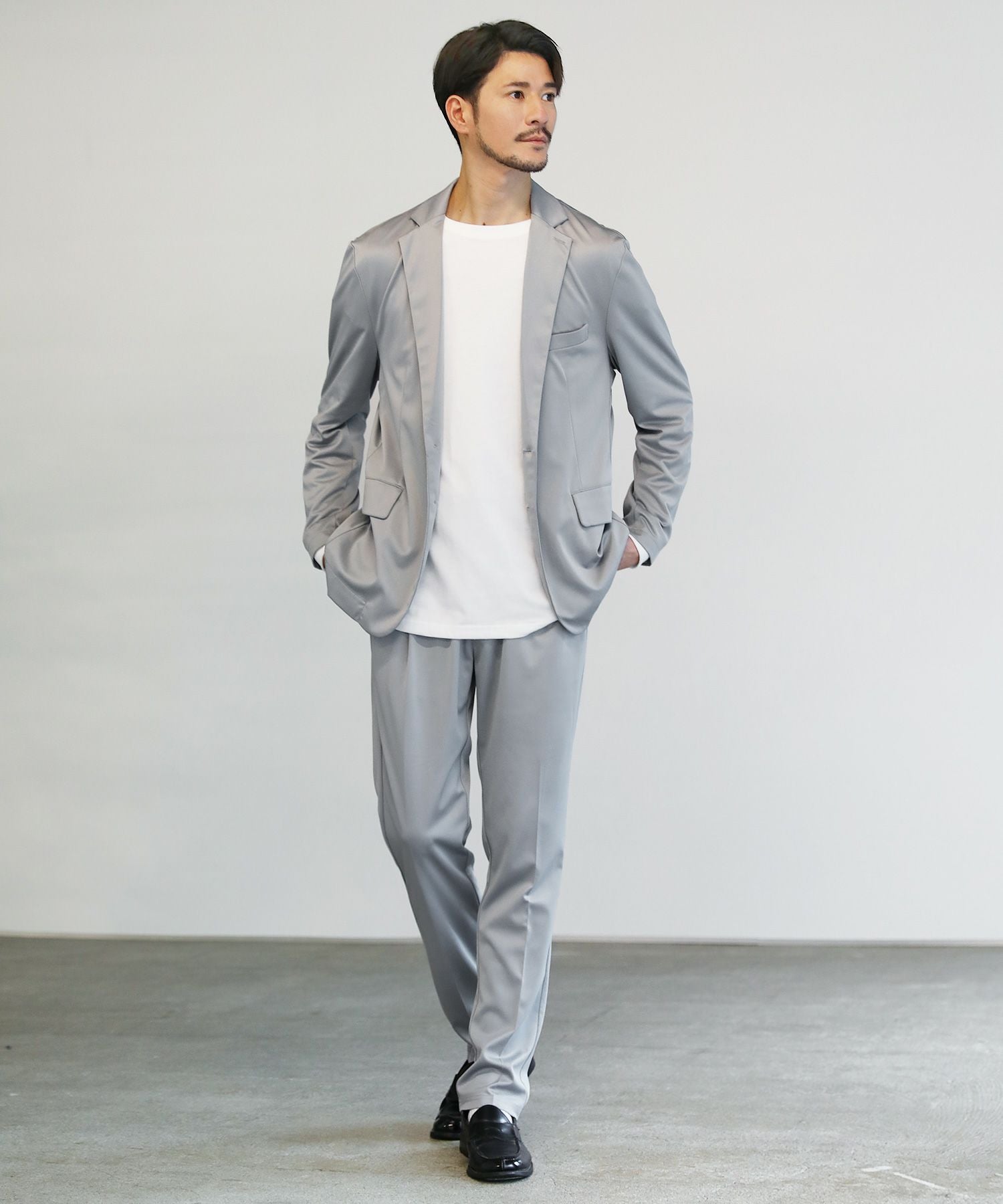 ハイストレッチポンチジャージテーラードジャケット＆スラックスパンツ