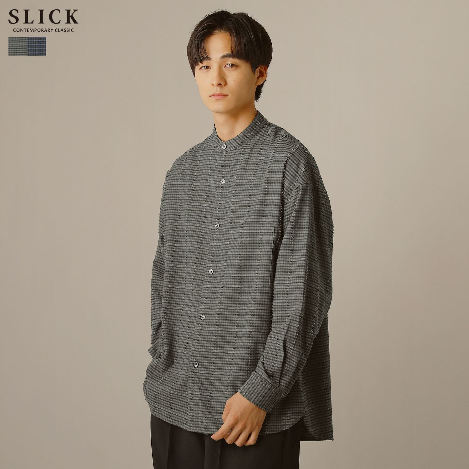 フリンジチェックバンドカラーシャツ | 【公式】SPU スプ公式通販