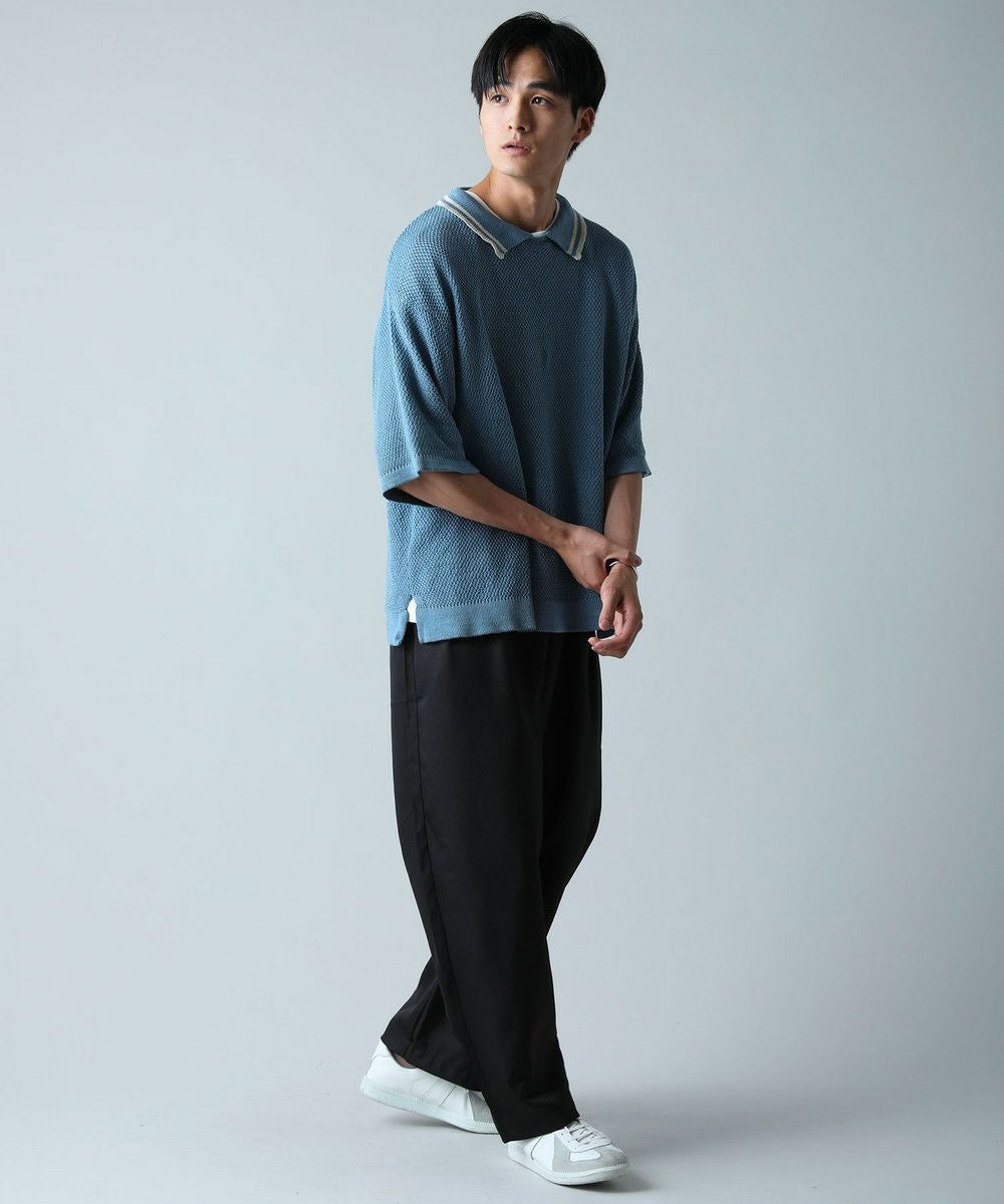 NODU ケーブル編みショートスリーブポロシャツ L ブラック NODU ケーブル編みショートスリーブポロシャツ L ブラックの通販 by