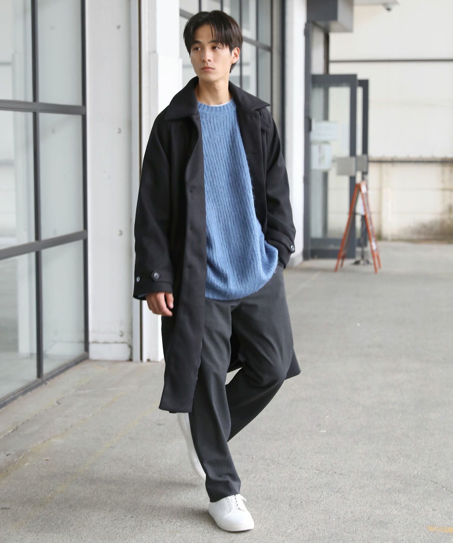 モヘアライクオーバーサイズドルマンスリーブ長袖クルーネックニット