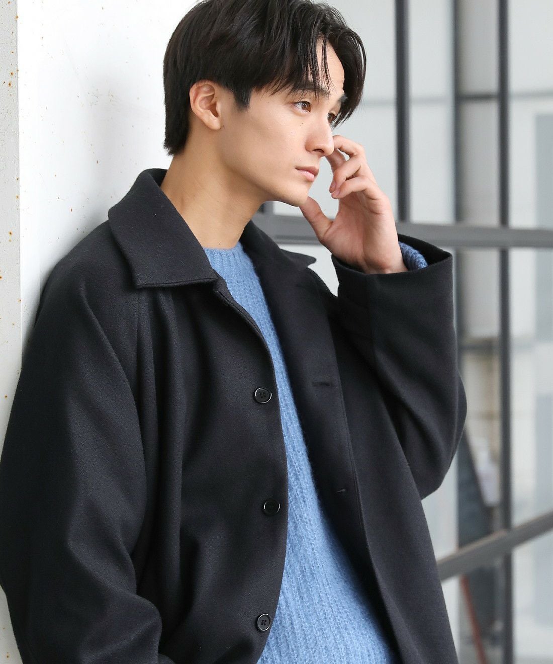 モヘアライクオーバーサイズドルマンスリーブ長袖クルーネックニット