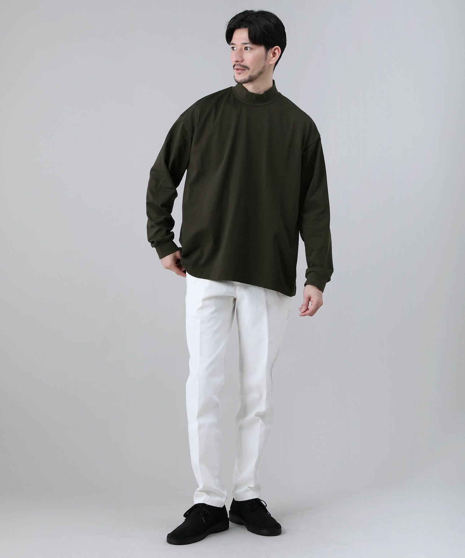 日本製VORTEX 8オンス（MVS天竺）モックネックバルーン長袖Tシャツ
