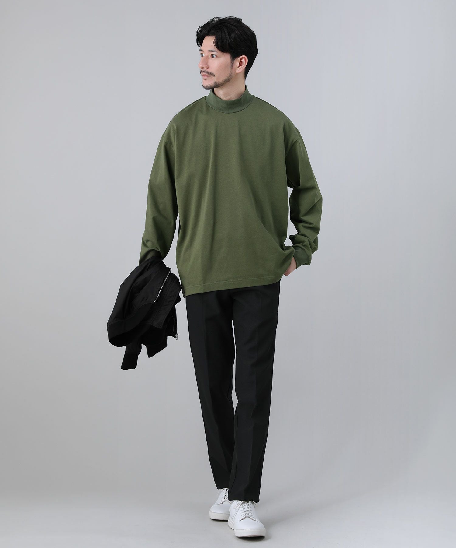 日本製VORTEX 8オンス（MVS天竺）モックネックバルーン長袖Tシャツ