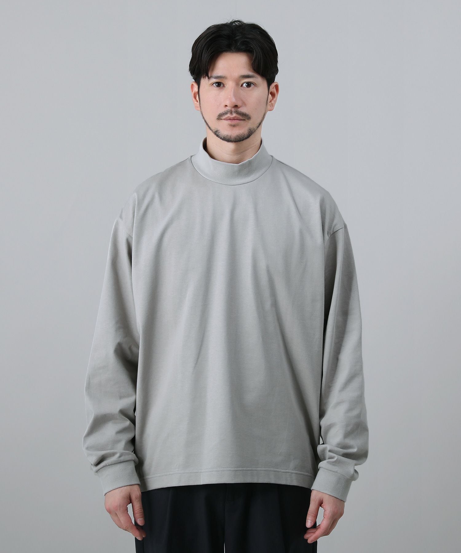 日本製VORTEX 8オンス（MVS天竺）モックネックバルーン長袖Tシャツ