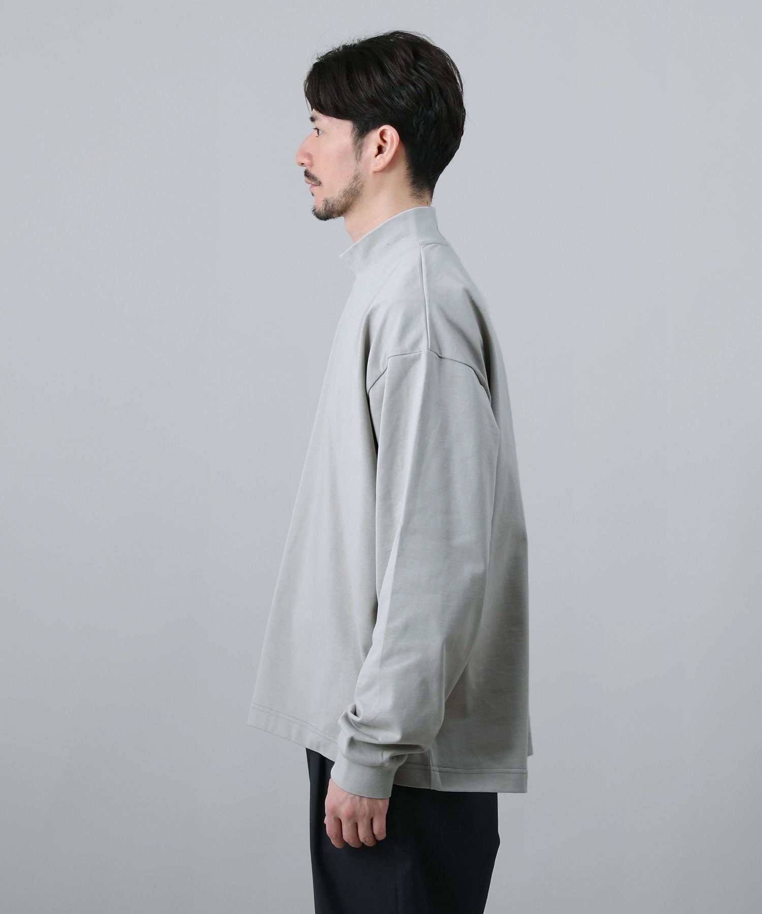 日本製VORTEX 8オンス（MVS天竺）モックネックバルーン長袖Tシャツ