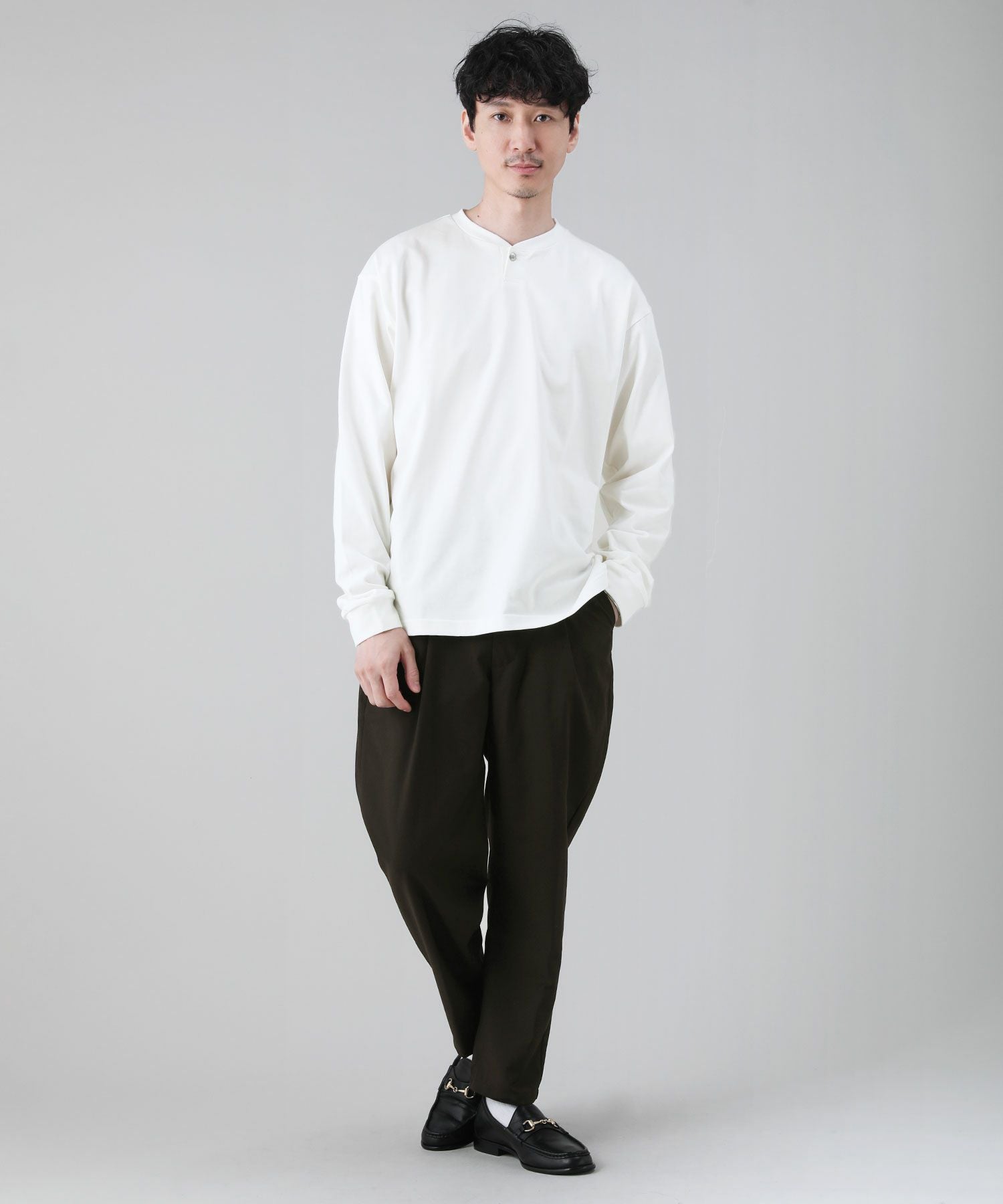 日本製VORTEX8オンス(MVS天竺)コンチョ釦ヘンリー長袖Tee | 【公式