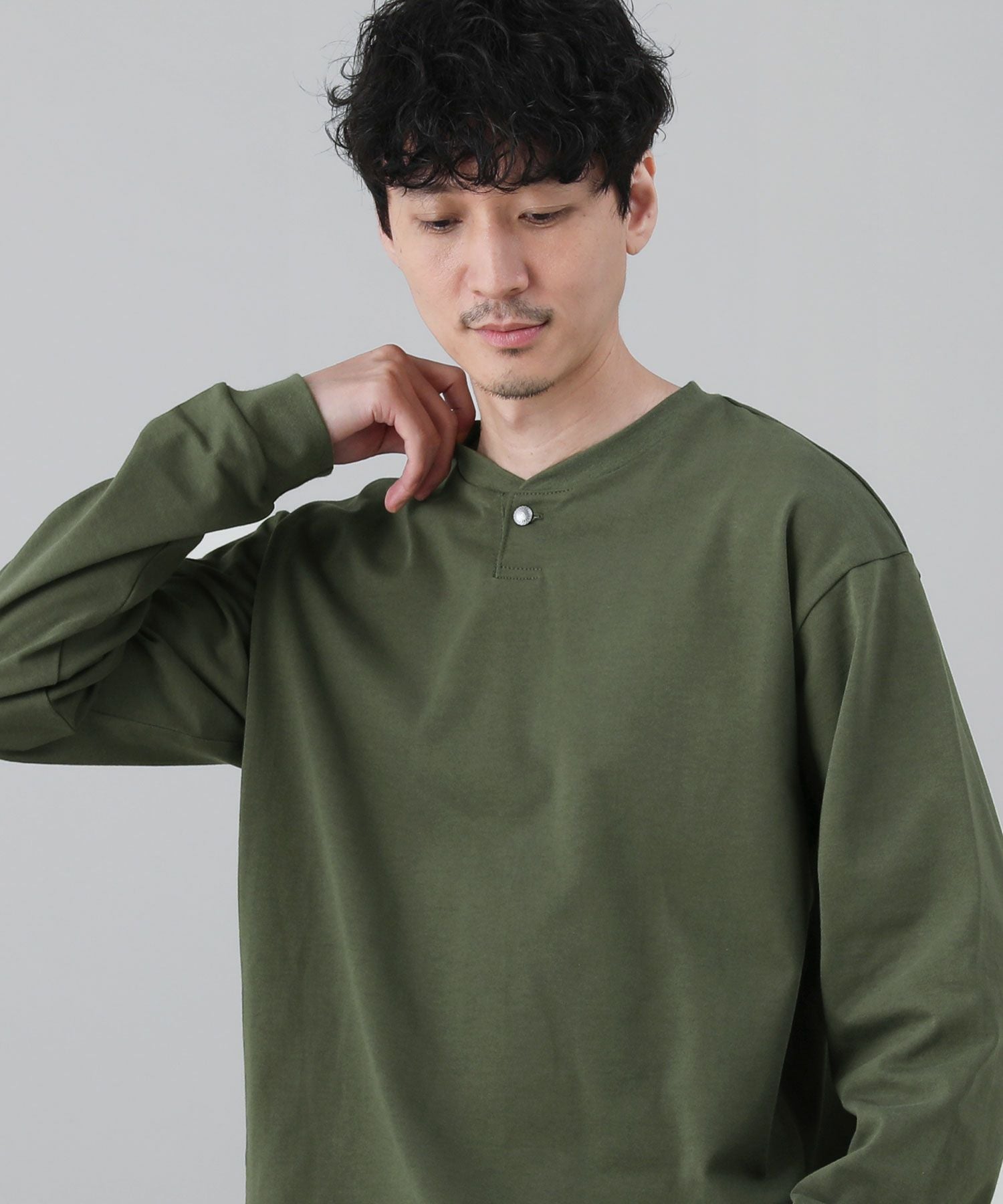 日本製VORTEX8オンス(MVS天竺)コンチョ釦ヘンリー長袖Tee | 【公式
