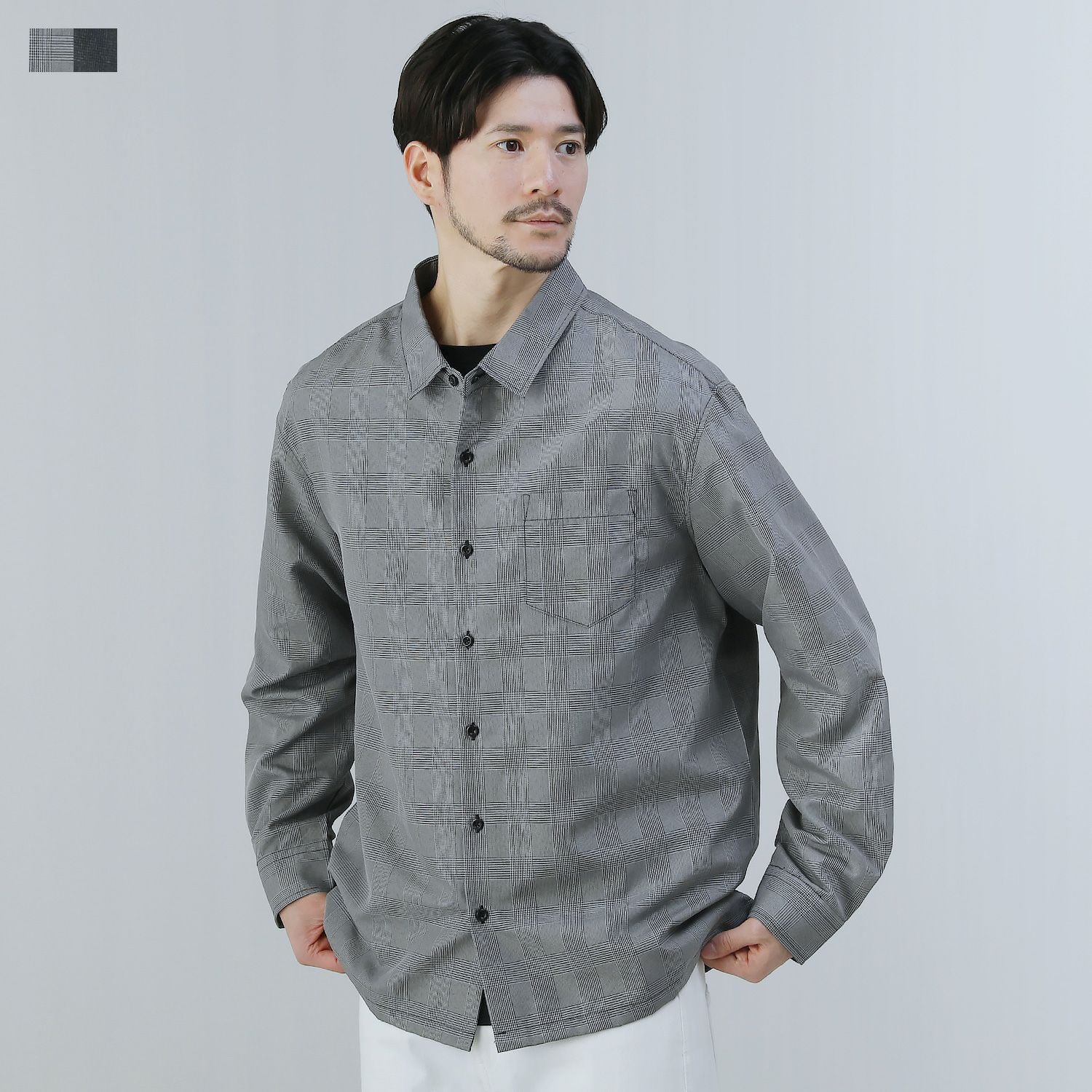 ルーズシルエットグレンチェック長袖シャツ | 【公式】SPU スプ公式