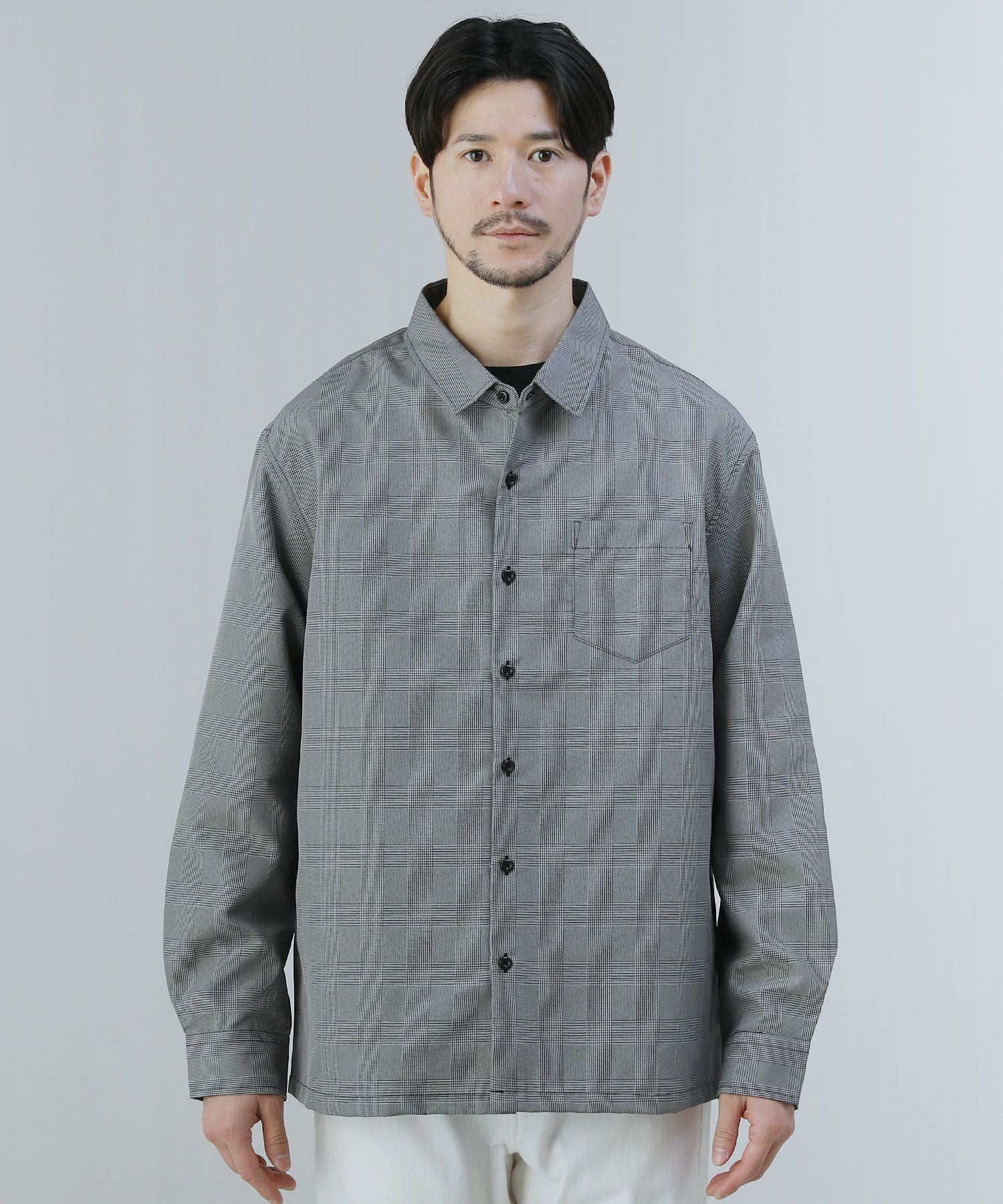 ルーズシルエットグレンチェック長袖シャツ | 【公式】SPU スプ公式