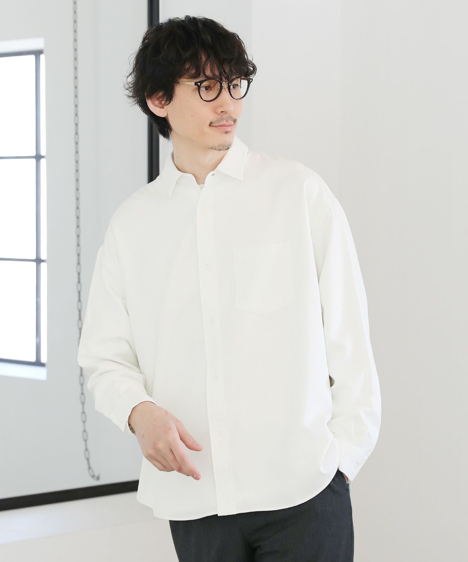 日本製Reflax(R)ウォッシャブルリネンライク接触冷感レギュラーカラー