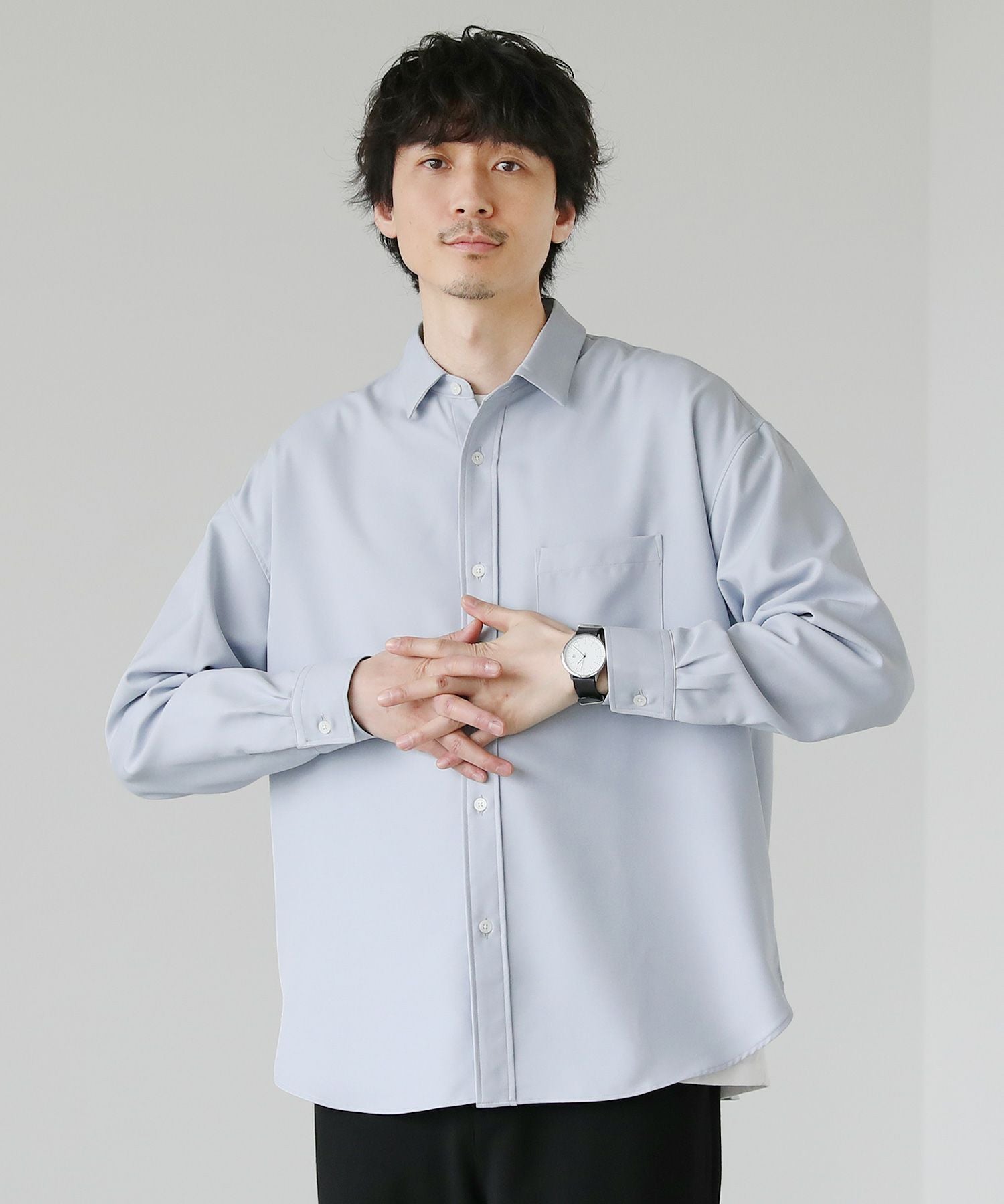 日本製Reflax(R)ウォッシャブルリネンライク接触冷感レギュラーカラー
