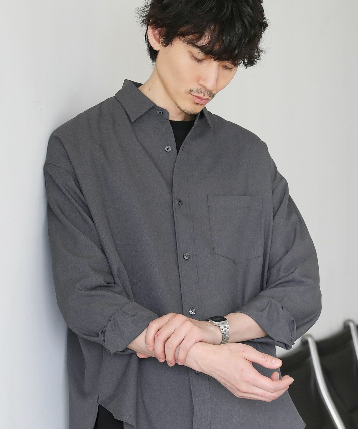 日本製Reflax(R)ウォッシャブルリネンライク接触冷感レギュラーカラー