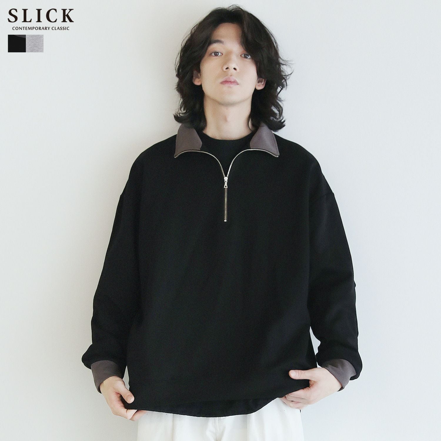 ダブルニットバイカラーハーフジッププルオーバー | 【公式】SPU スプ