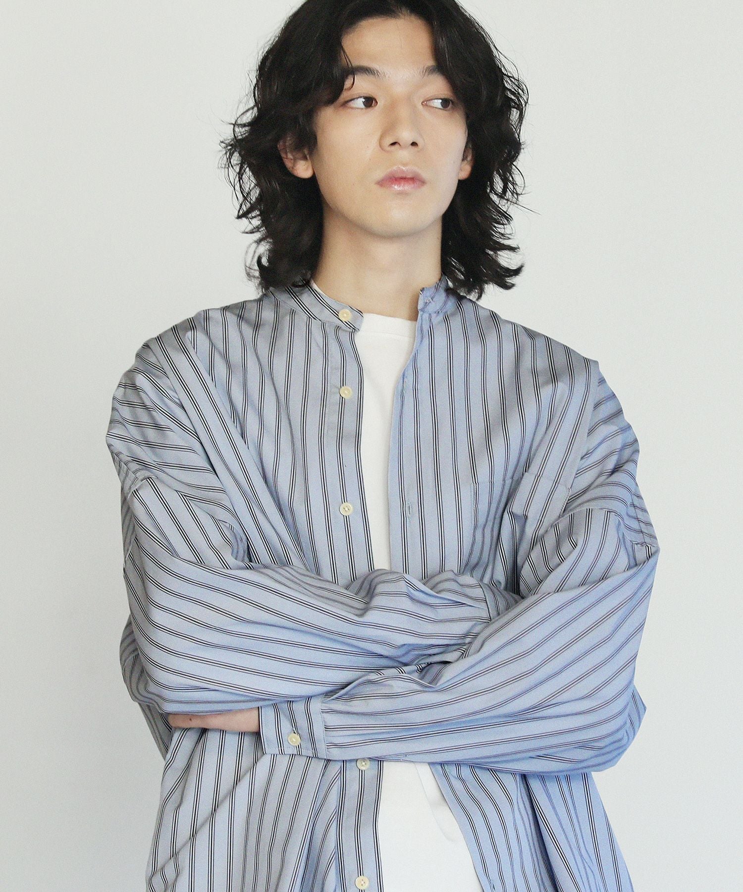 （最終値下げ）kolor mandarin oversized shirt 限定600着】Overlapping shirt GRN | MIDORI mirthful