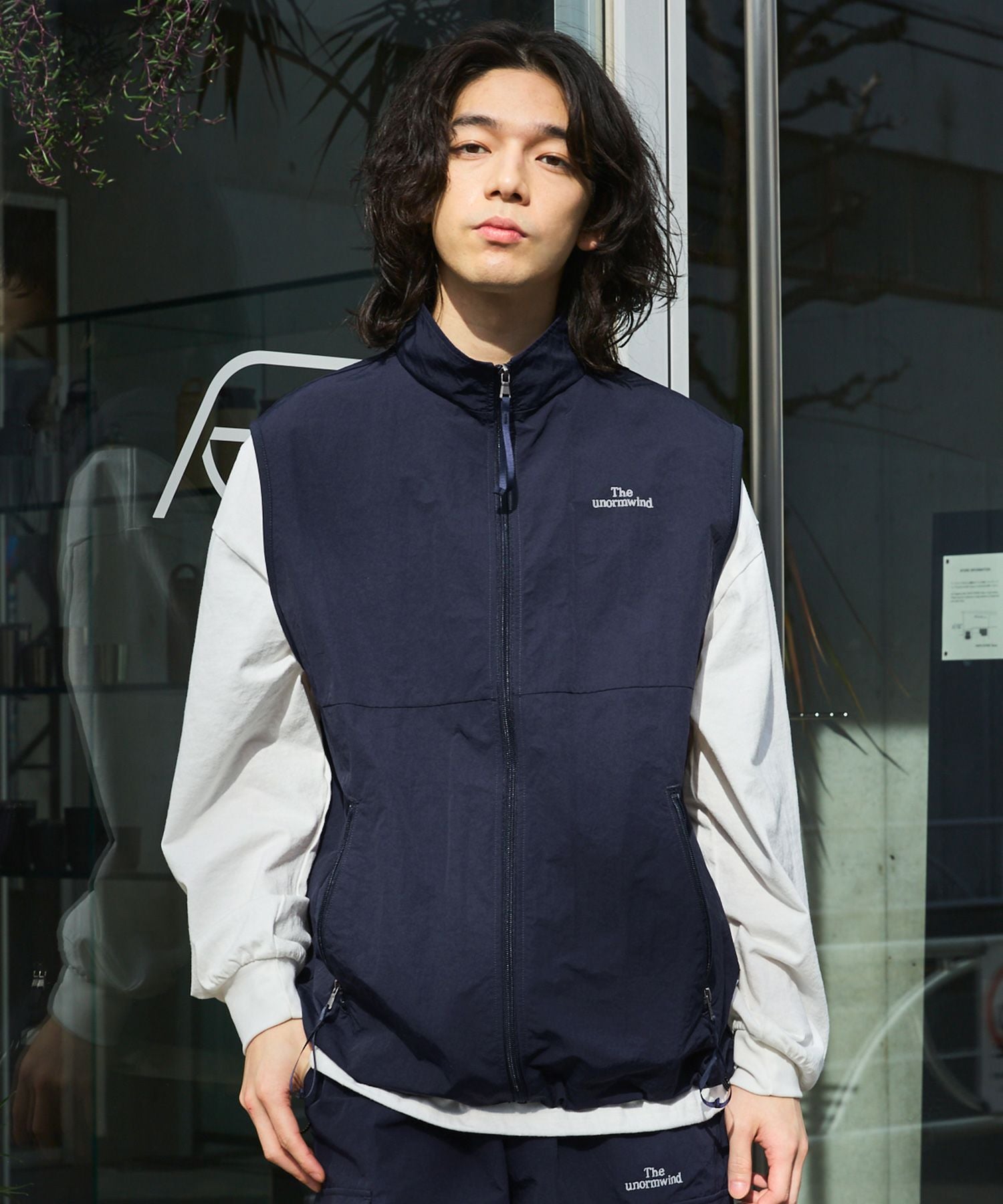 刺繍ロゴフルジップ裾ドローコードテックナイロンベスト | 【公式】SPU