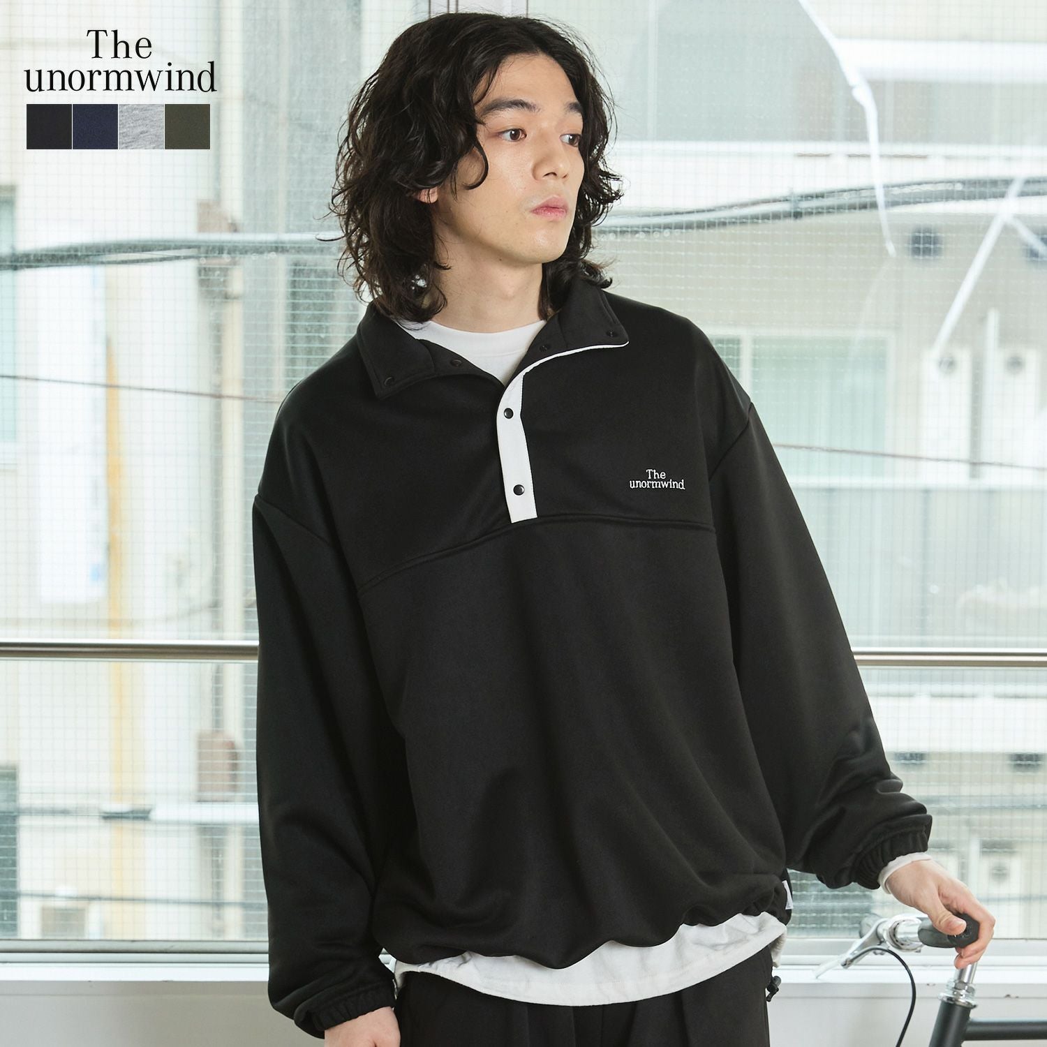 S*A様 廃盤美品✨WIND AND SEA ポンチスウェット ロングスリーブポ セットアップ対応】ブランド刺繍ロゴ裾ドローコードラグラン配色長袖