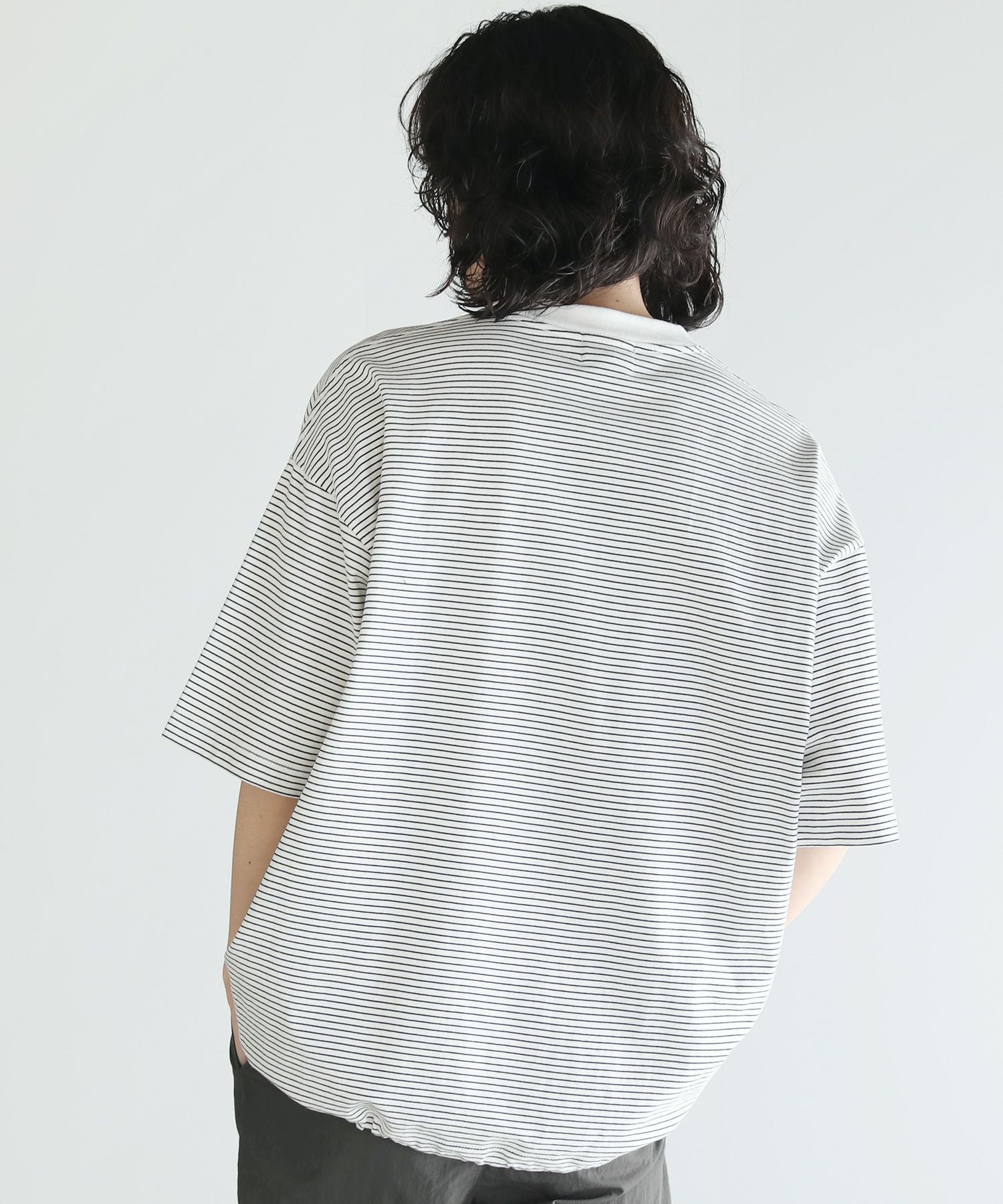 MVS天竺ジャージマイクロボーダードローストリングス半袖Tシャツ