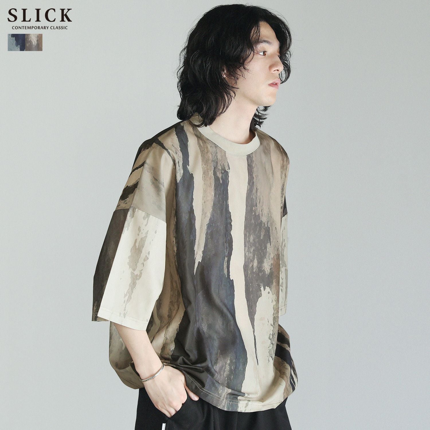 アブストラクトプリントドルマンスリーブ5分袖Tシャツ | 【公式】SPU