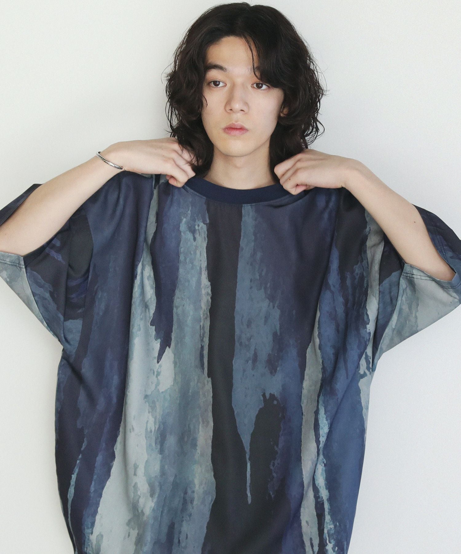 アートプリントドルマンスリーブトップス アブストラクトプリントドルマンスリーブ5分袖Tシャツ | 【公式】SPU