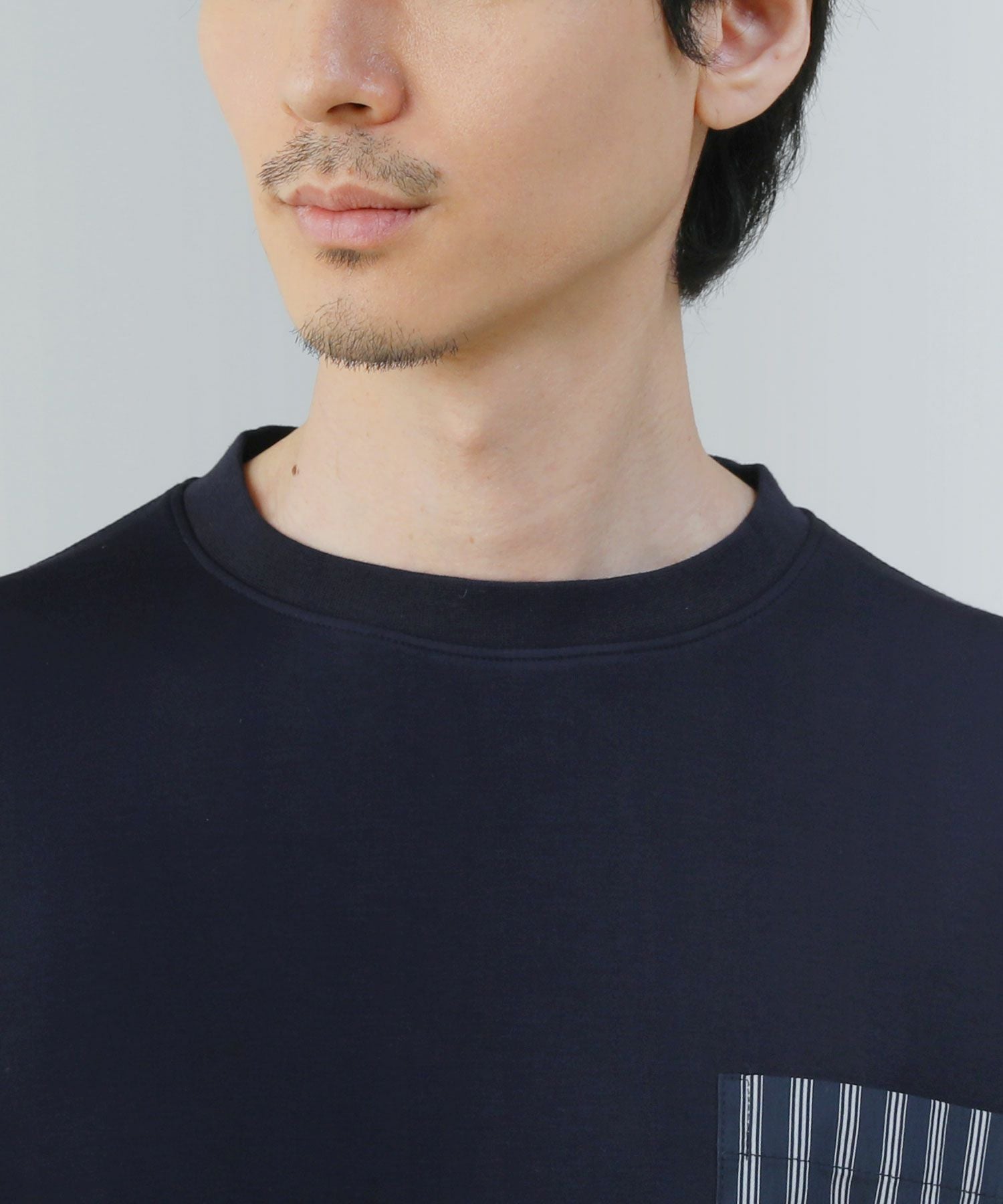 ポンチ×ストライプ布帛切り替え長袖Tシャツ | 【公式】SPU スプ公式