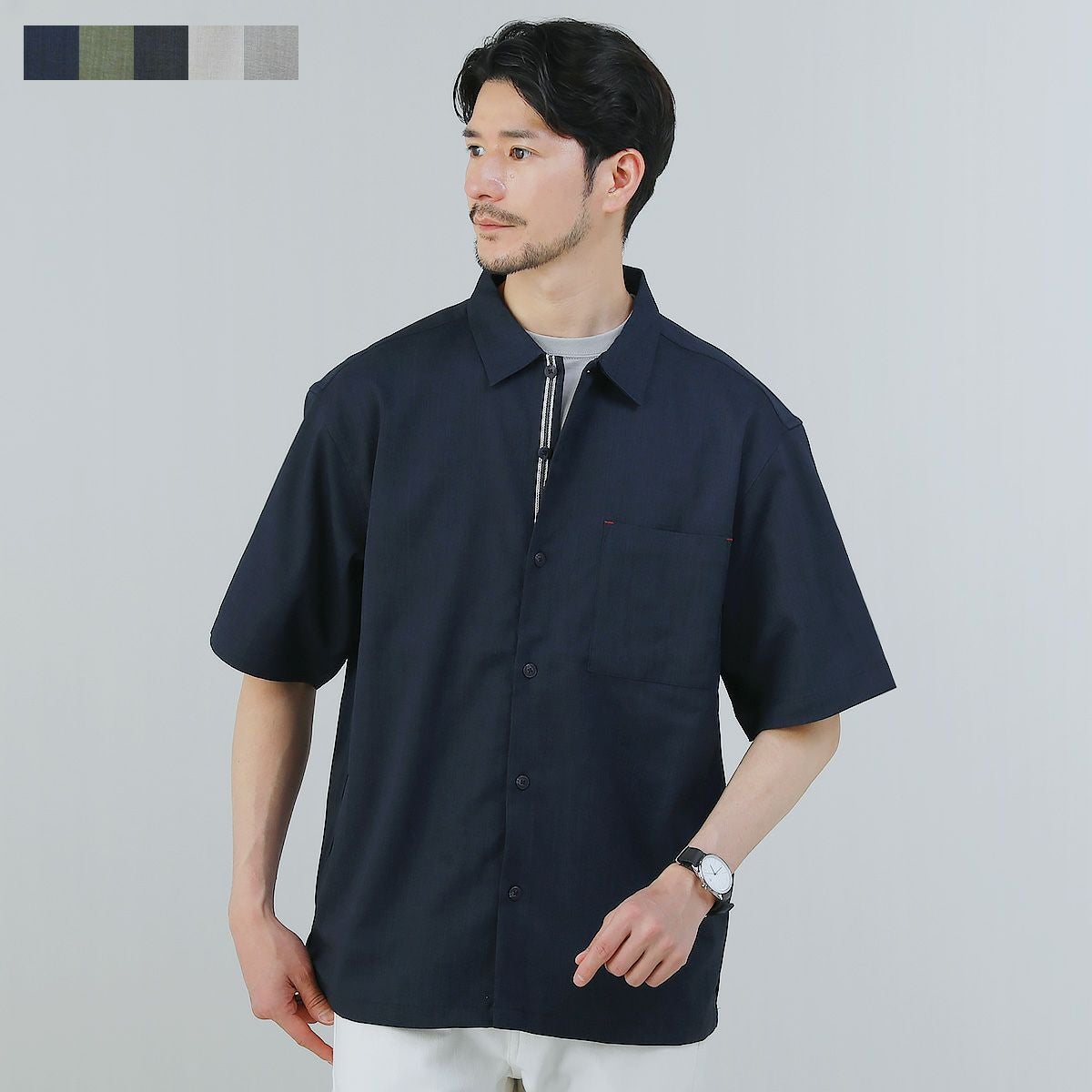 リネンライクストレッチ半袖シャツ | 【公式】SPU スプ公式通販