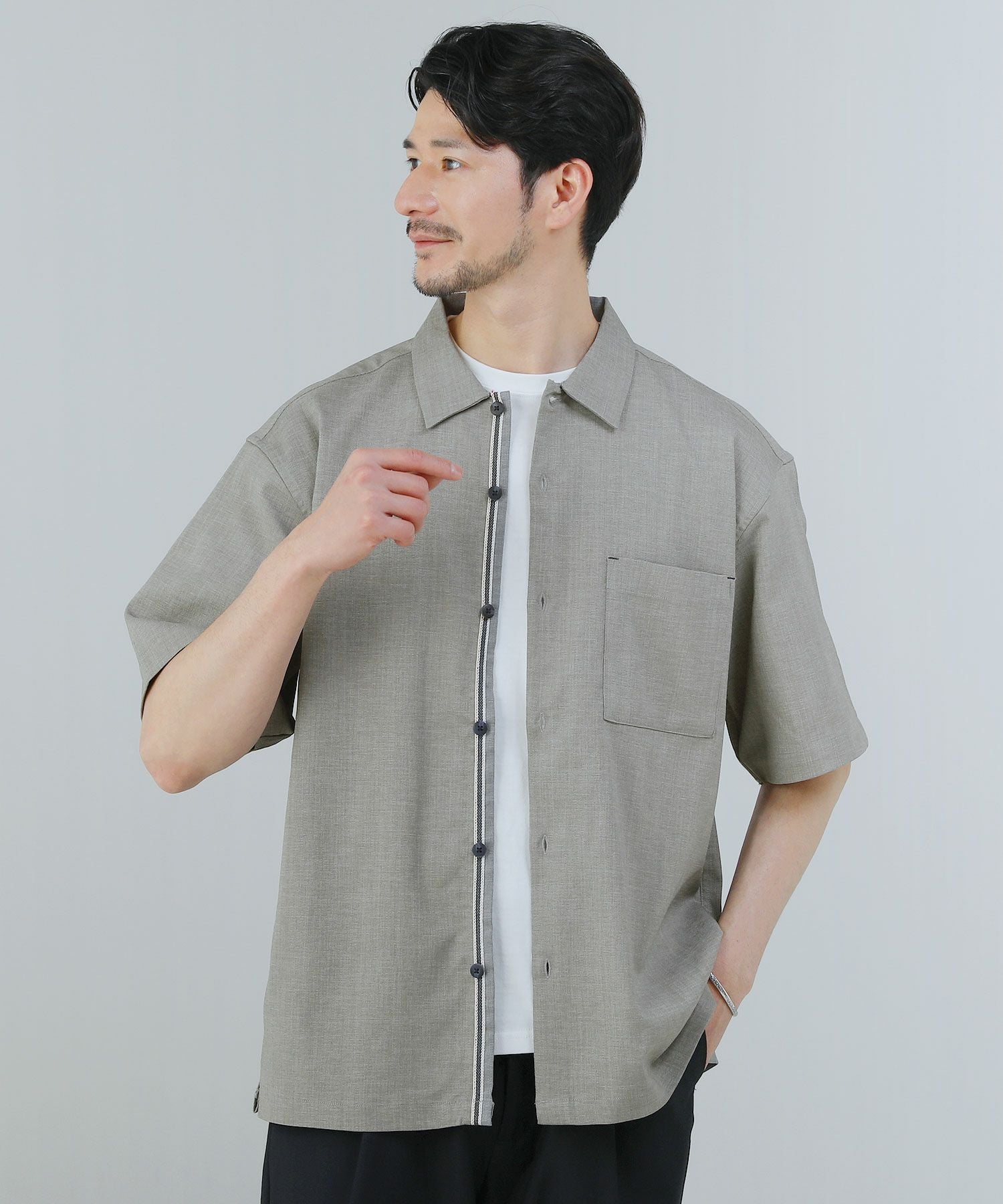 リネンライクストレッチ半袖シャツ | 【公式】SPU スプ公式通販
