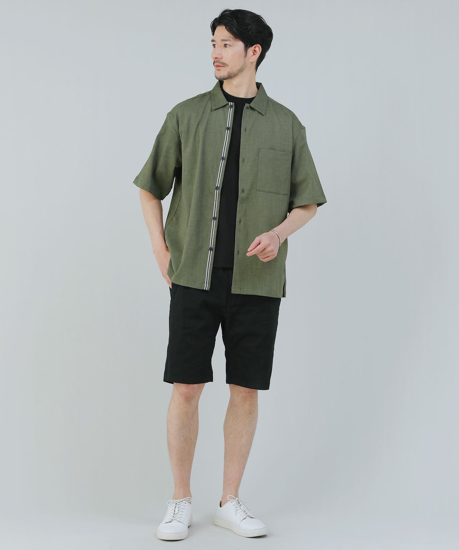 リネンライクストレッチ半袖シャツ | 【公式】SPU スプ公式通販