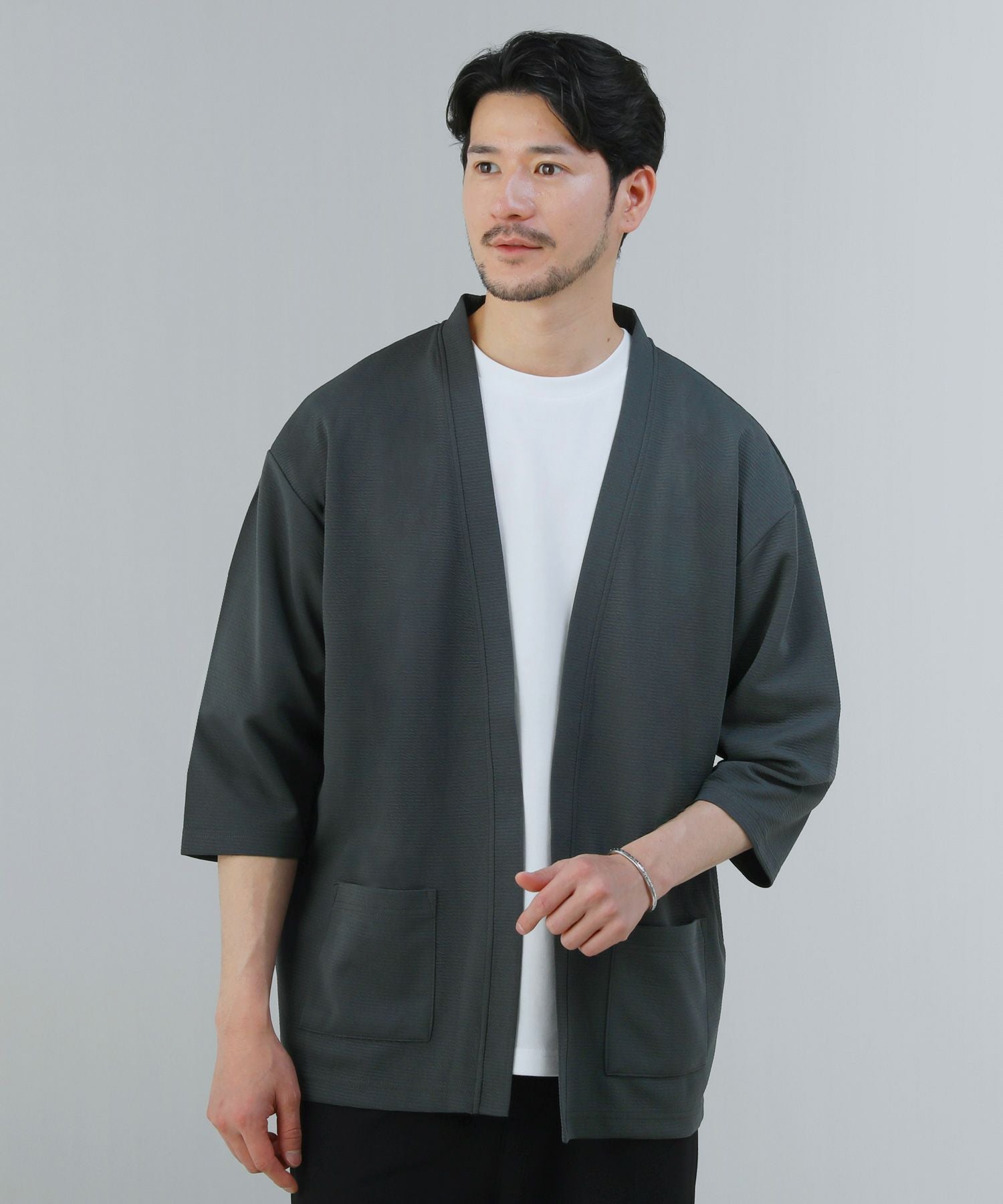 東リベ アニセレ ロングシャツ(フリー) / カーディガン(メンズ) 2点セット 二点セット】リップル7分袖カーディガン＆半袖Tシャツアンサンブル