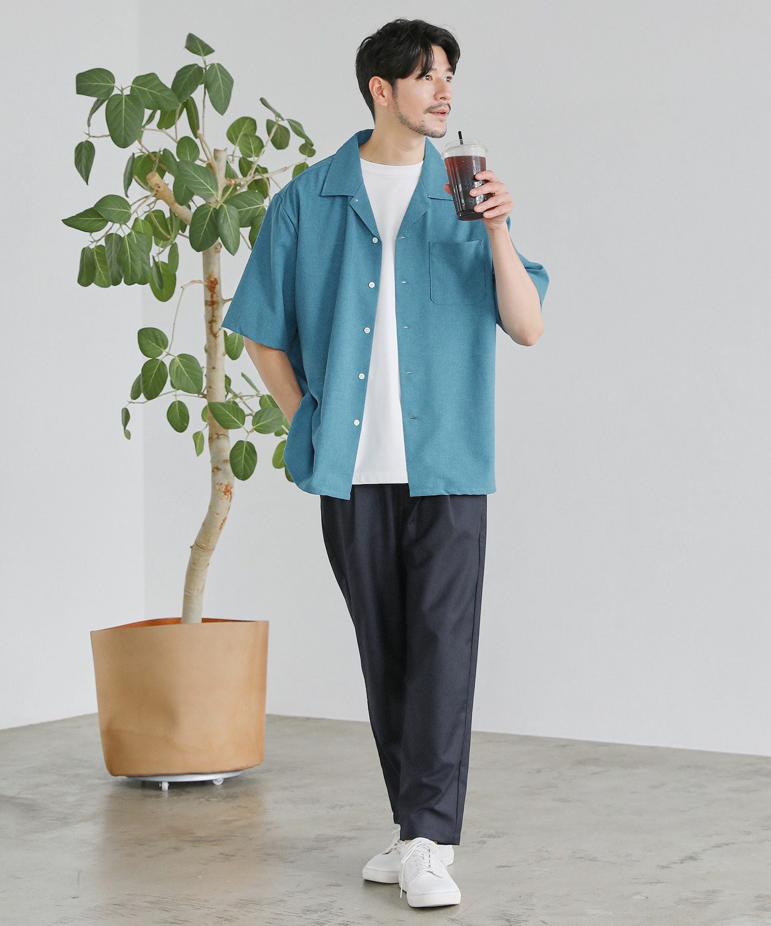 SPU別注Naturemier(TM)日本製テックリネン2WAYオープンカラー半袖