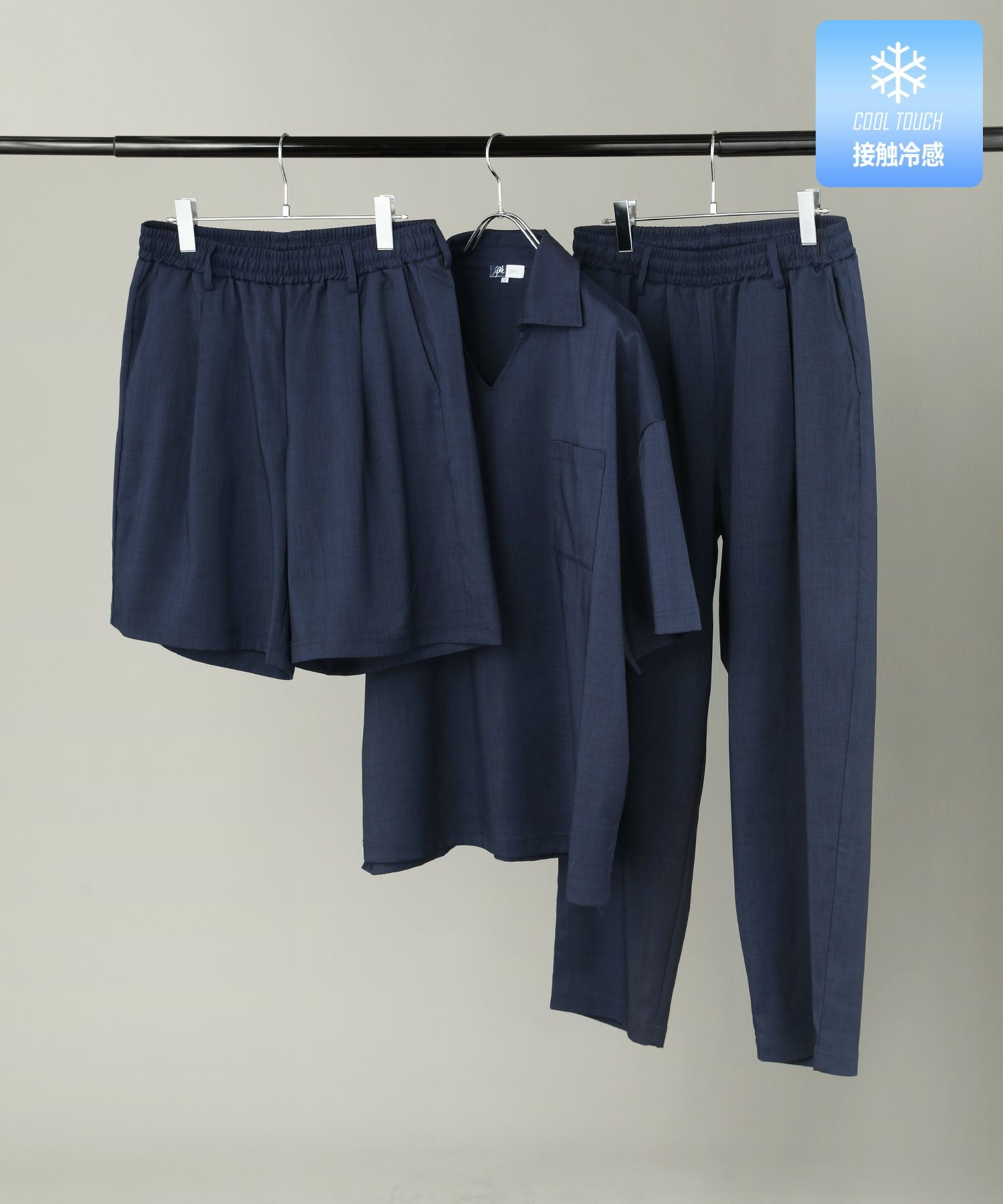 3点セットアップ】接触冷感リネンライクスキッパーシャツ＆ロング