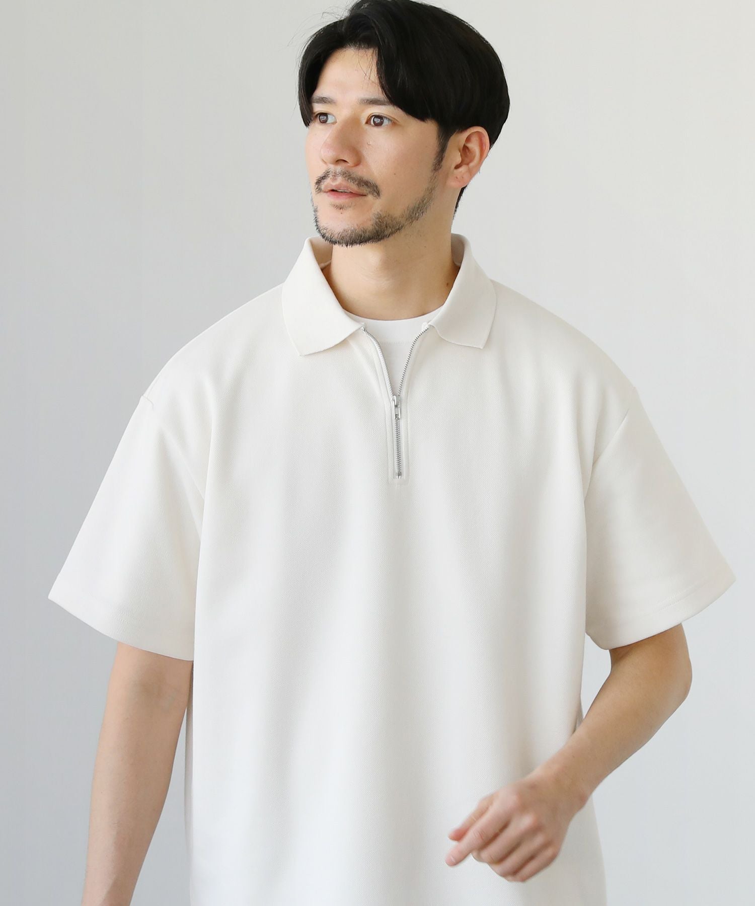 抗菌防臭＆接触冷感ルーズシルエットダブルフェイス鹿の子半袖ハーフ