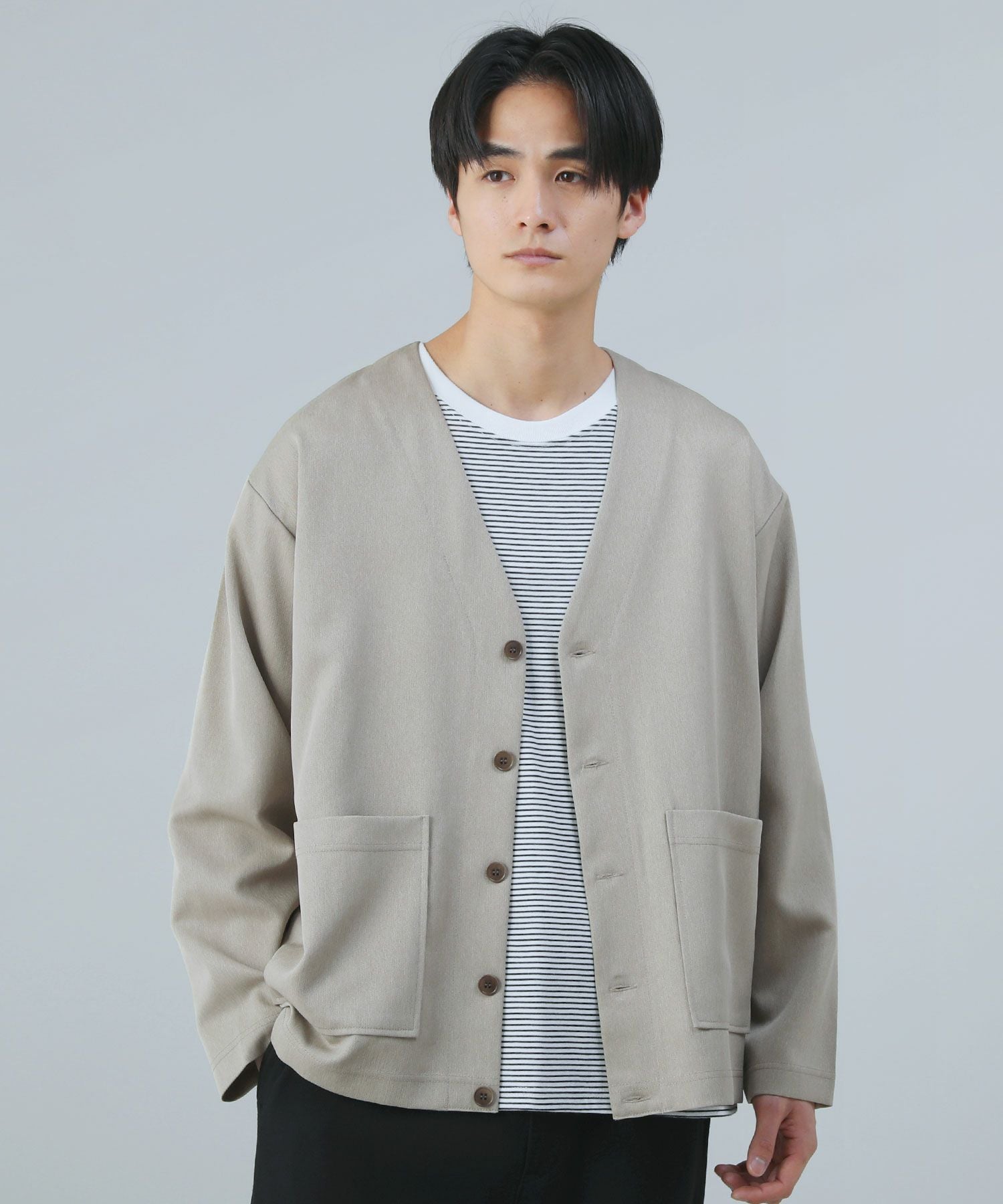 日本製Naturemier（ナチュレミア）TECHレトロへリンボン ノーカラー