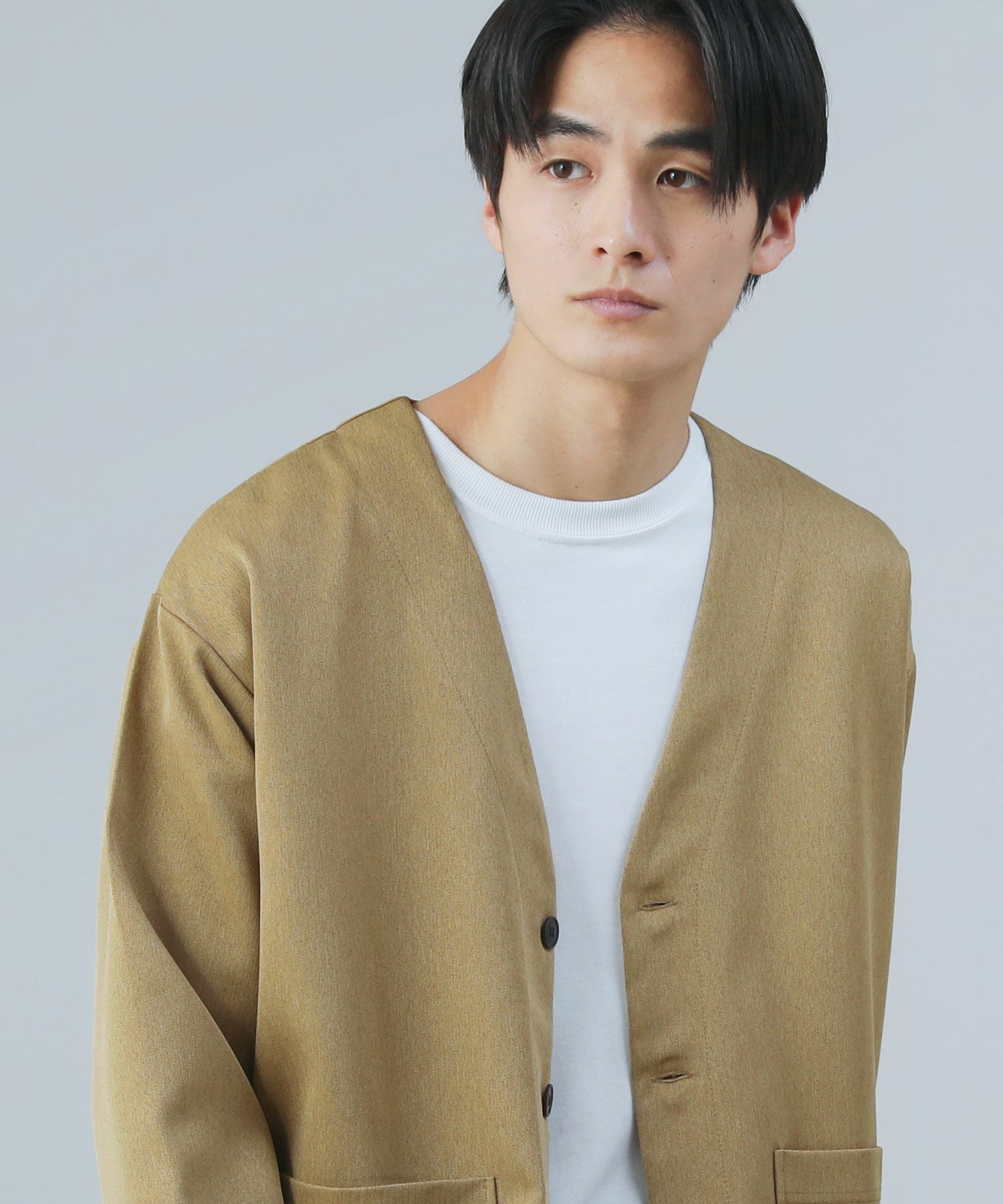 日本製Naturemier（ナチュレミア）TECHレトロへリンボン ノーカラー