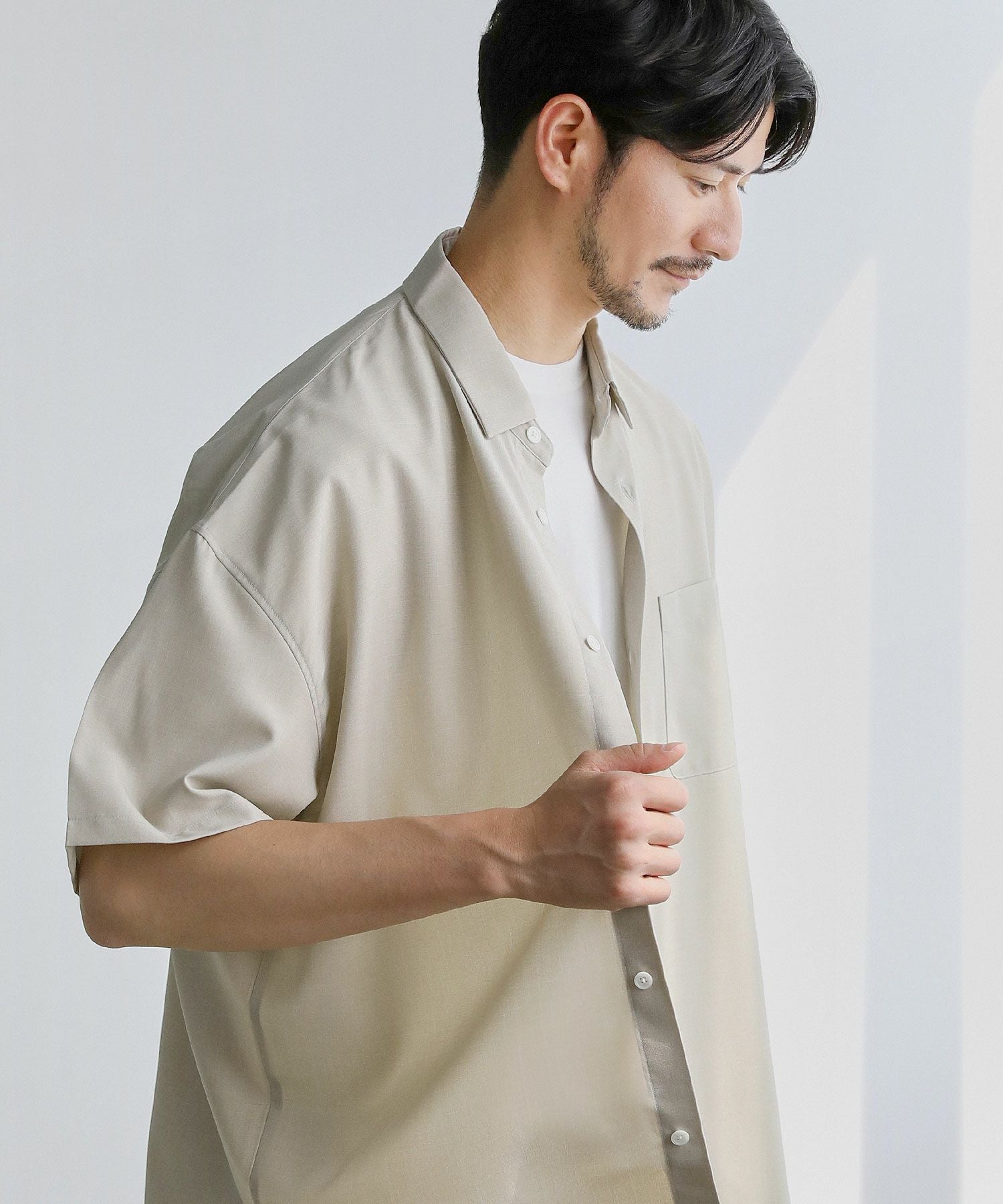 CORONA リネン混シャンブレー生地ＢＤシャツsize M 新品未使用品 日本製Naturemier(TM)接触冷感シャンブレーレギュラーカラーシャツ