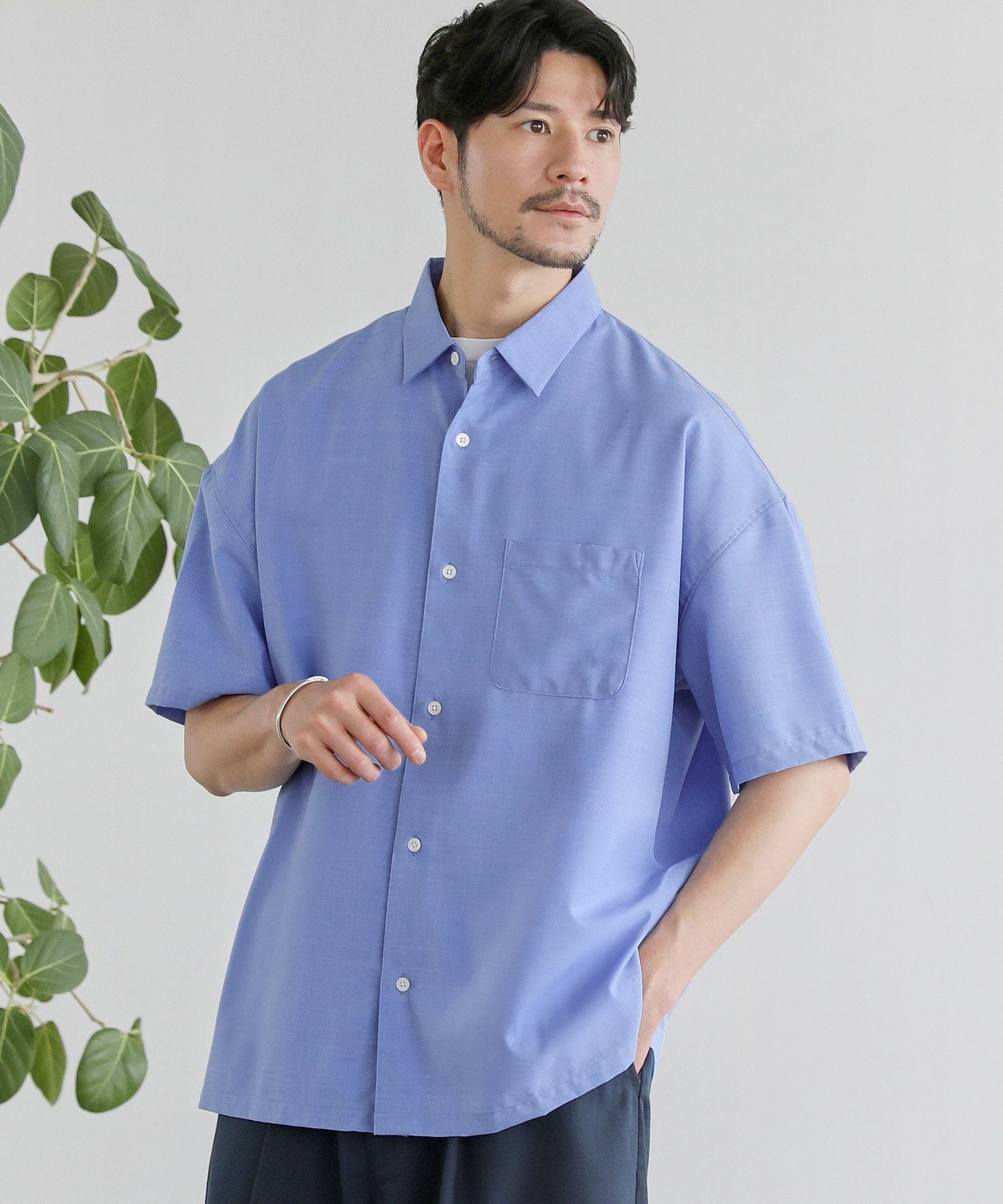 日本製Naturemier(TM)接触冷感シャンブレーレギュラーカラーシャツ