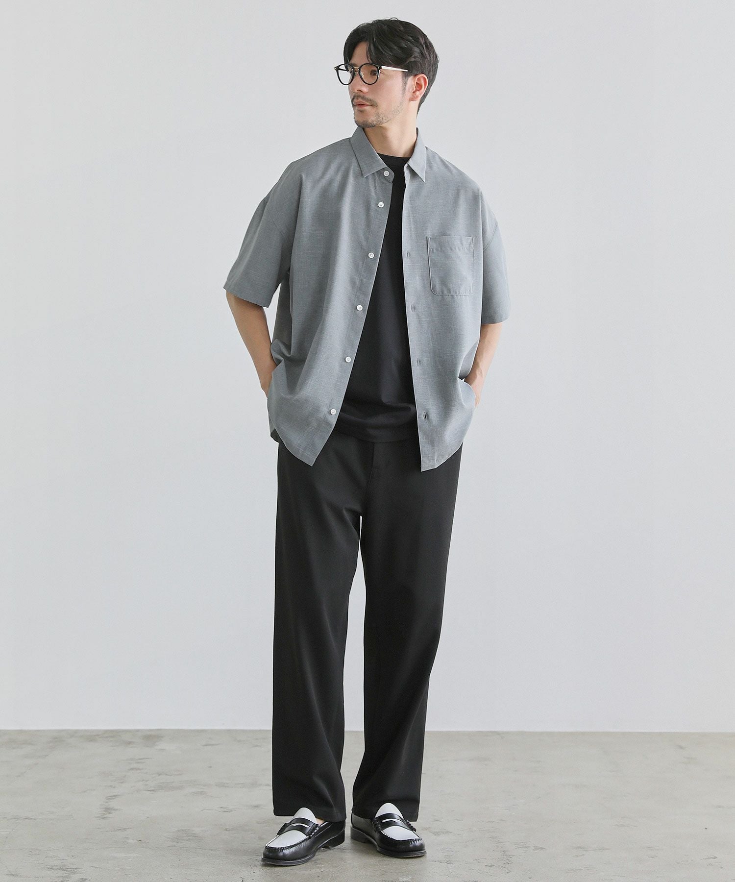 日本製Naturemier(TM)接触冷感シャンブレーレギュラーカラーシャツ
