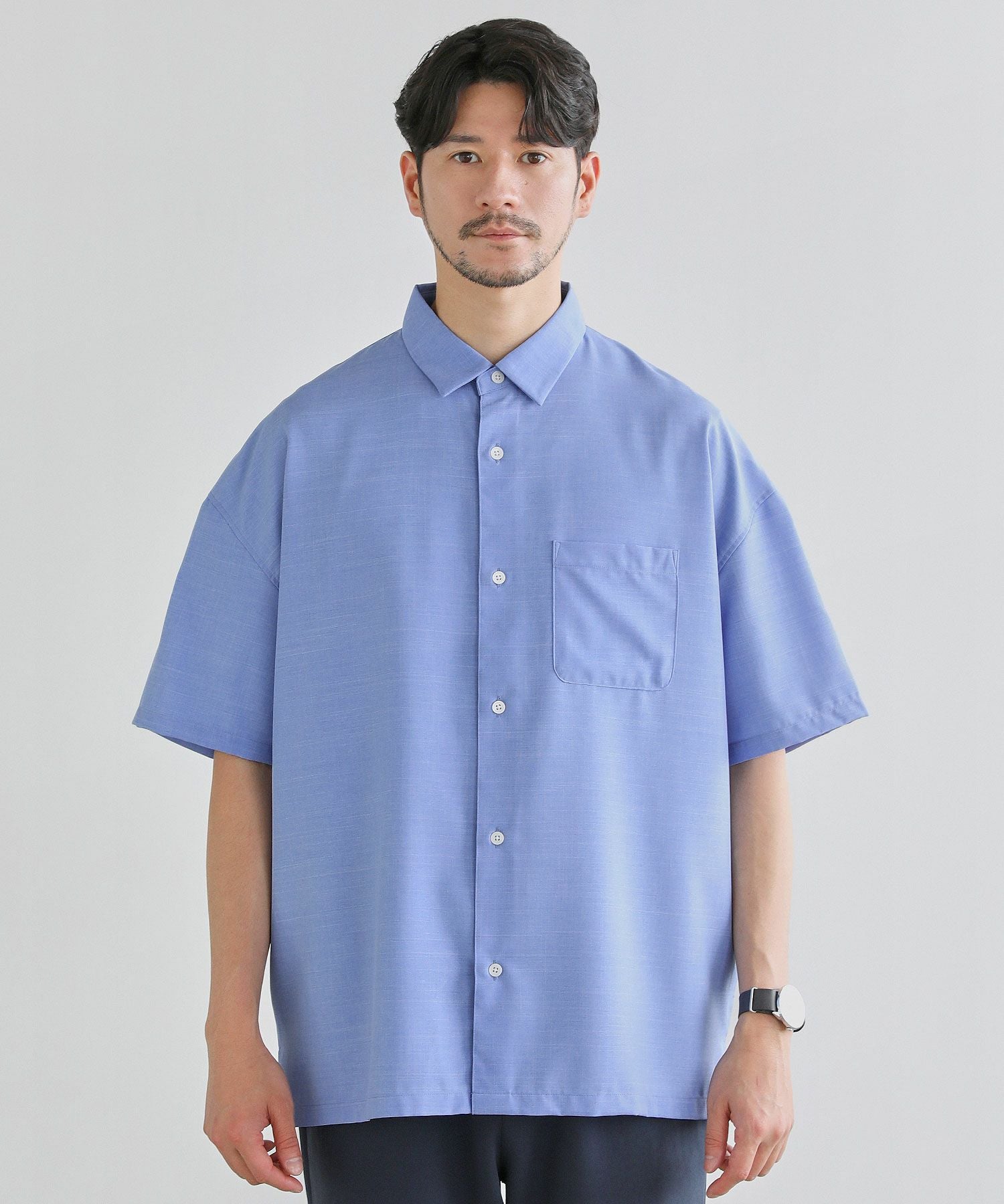 日本製Naturemier(TM)接触冷感シャンブレーレギュラーカラーシャツ