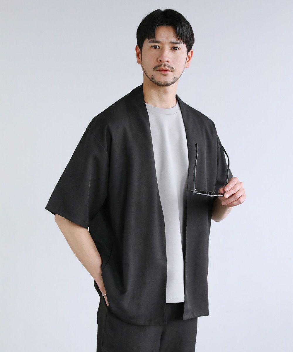 セットアップ 2点セット】接触冷感テックリネンノーカラー半袖カーデor