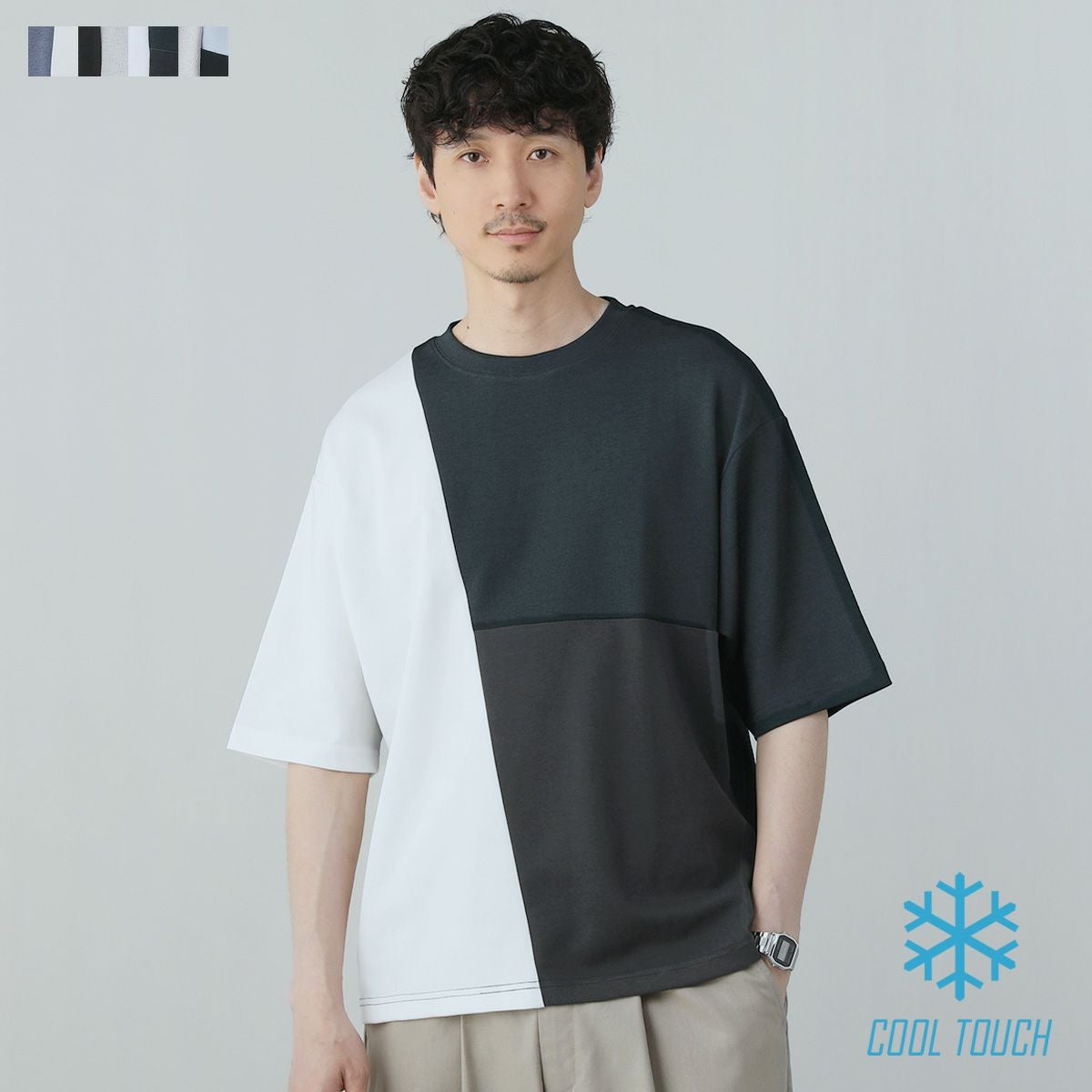接触冷感】異素材配色切替半袖Tシャツ | 【公式】SPU スプ公式通販