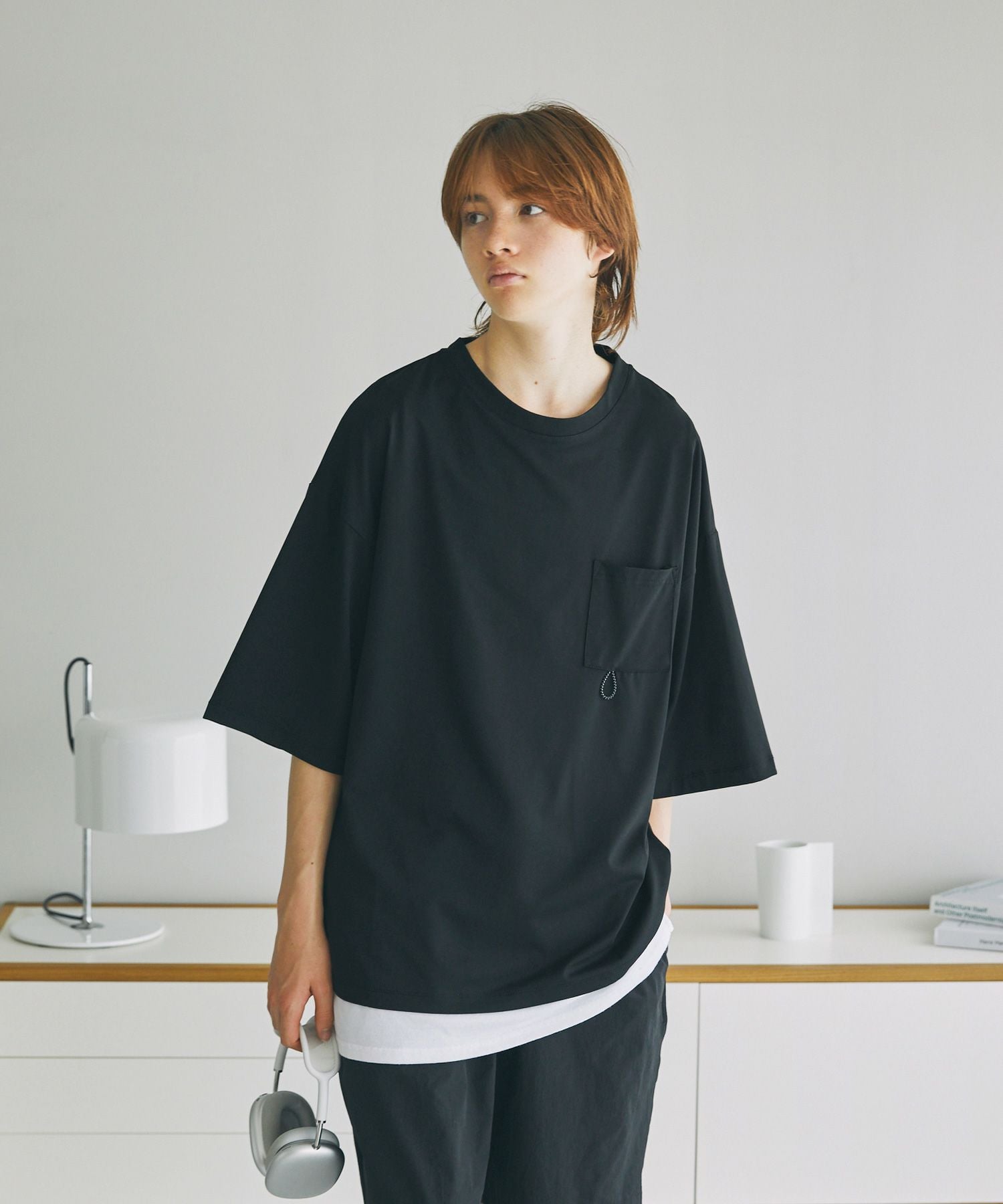 UVカット&ストレッチ ポリエステル天竺ビッグ半袖/5分袖Tシャツ ドロー
