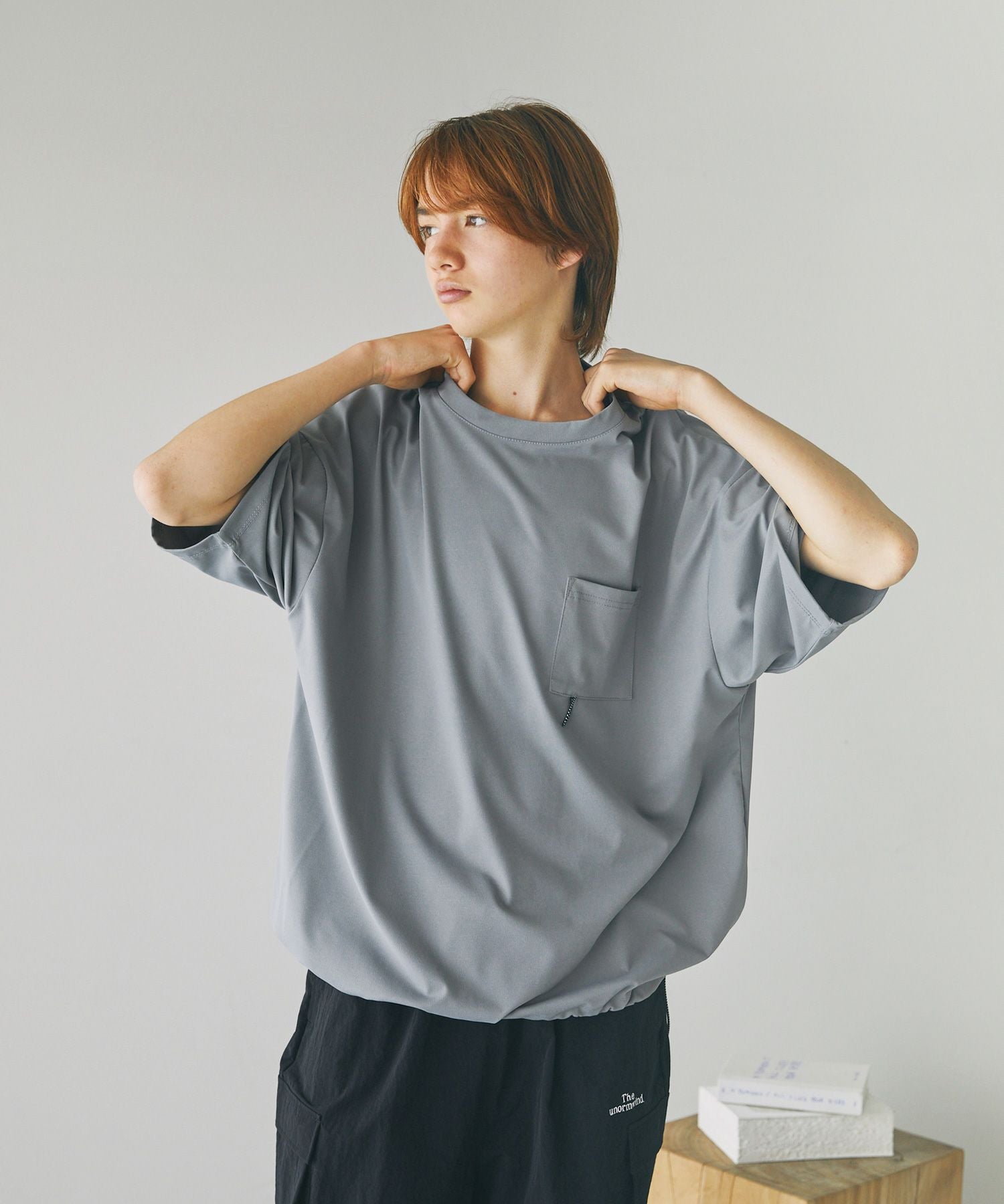 UVカット&ストレッチ ポリエステル天竺ビッグ半袖/5分袖Tシャツ ドロー